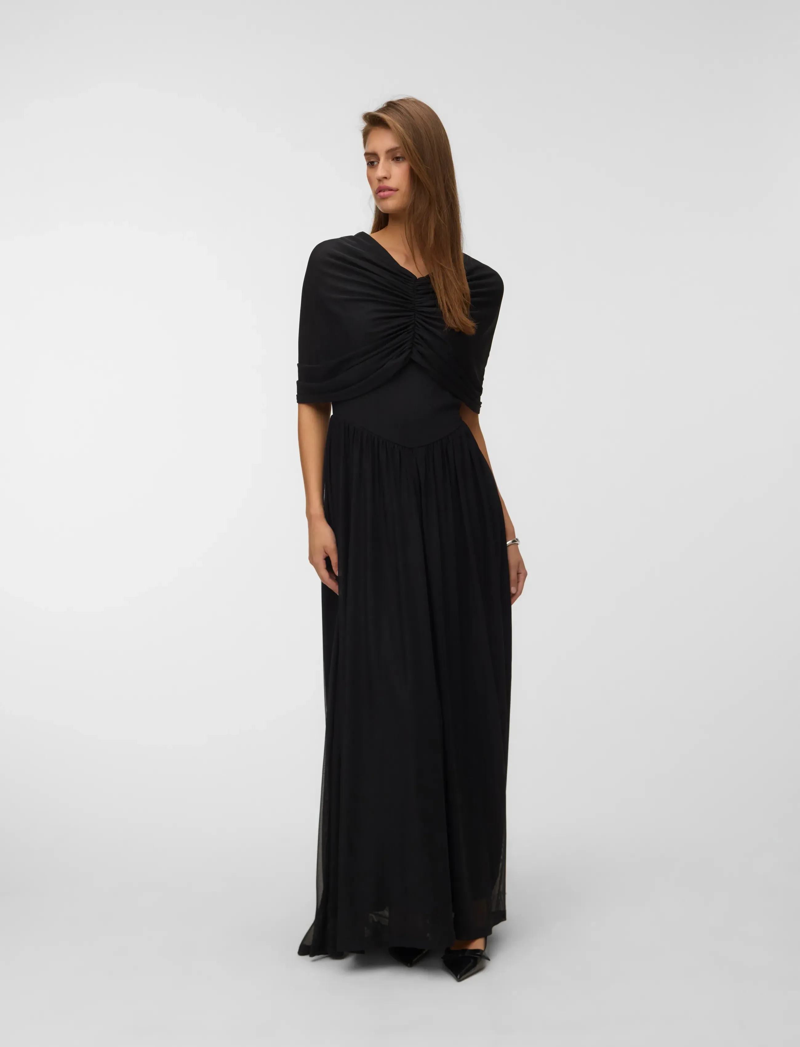 Vero Moda VMROSETTA CAPE DETAIL MAXI DRESS JRS EXP - Kjoler - BLACK / black