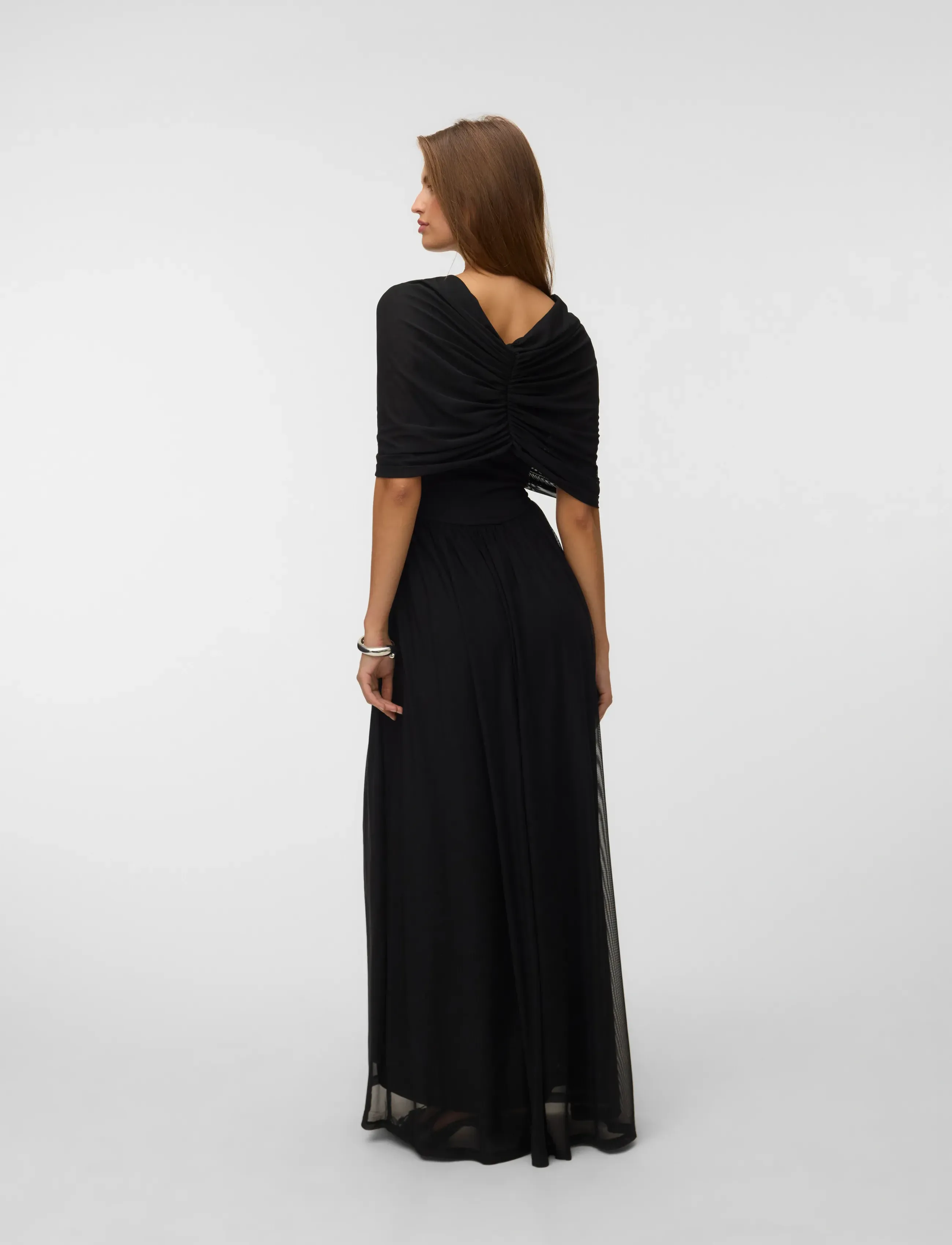 Vero Moda - VMROSETTA CAPE DETAIL MAXI DRESS JRS EXP - festkjoler - black - 4
