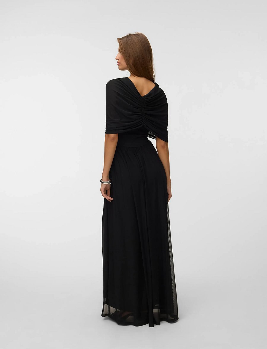 Vero Moda - VMROSETTA CAPE DETAIL MAXI DRESS JRS EXP - festkjoler - black - 4