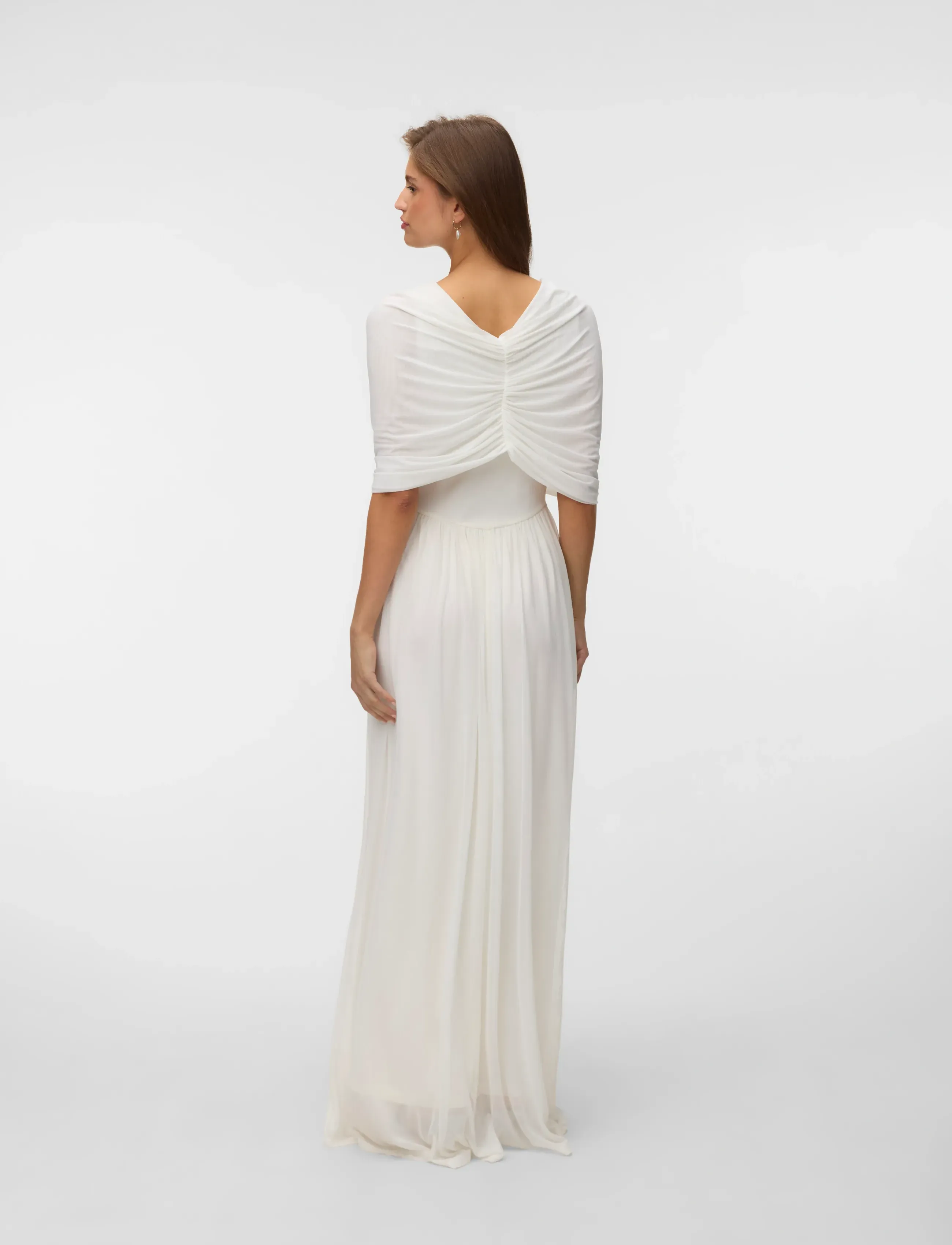 Vero Moda - VMROSETTA CAPE DETAIL MAXI DRESS JRS EXP - festklänningar - cloud dancer - 4