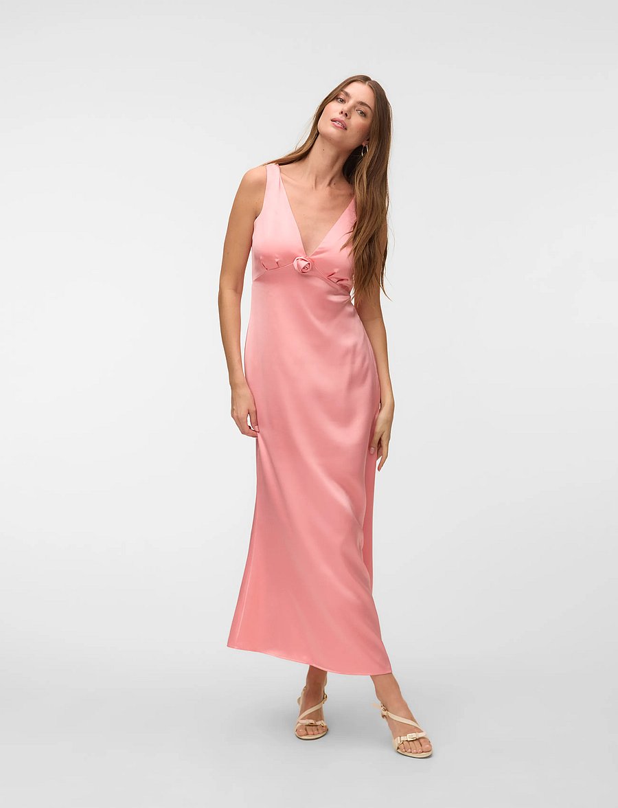 Vero Moda - VMGIANNA SL ANKLE DRESS EXP - slip dresses - living coral - 0