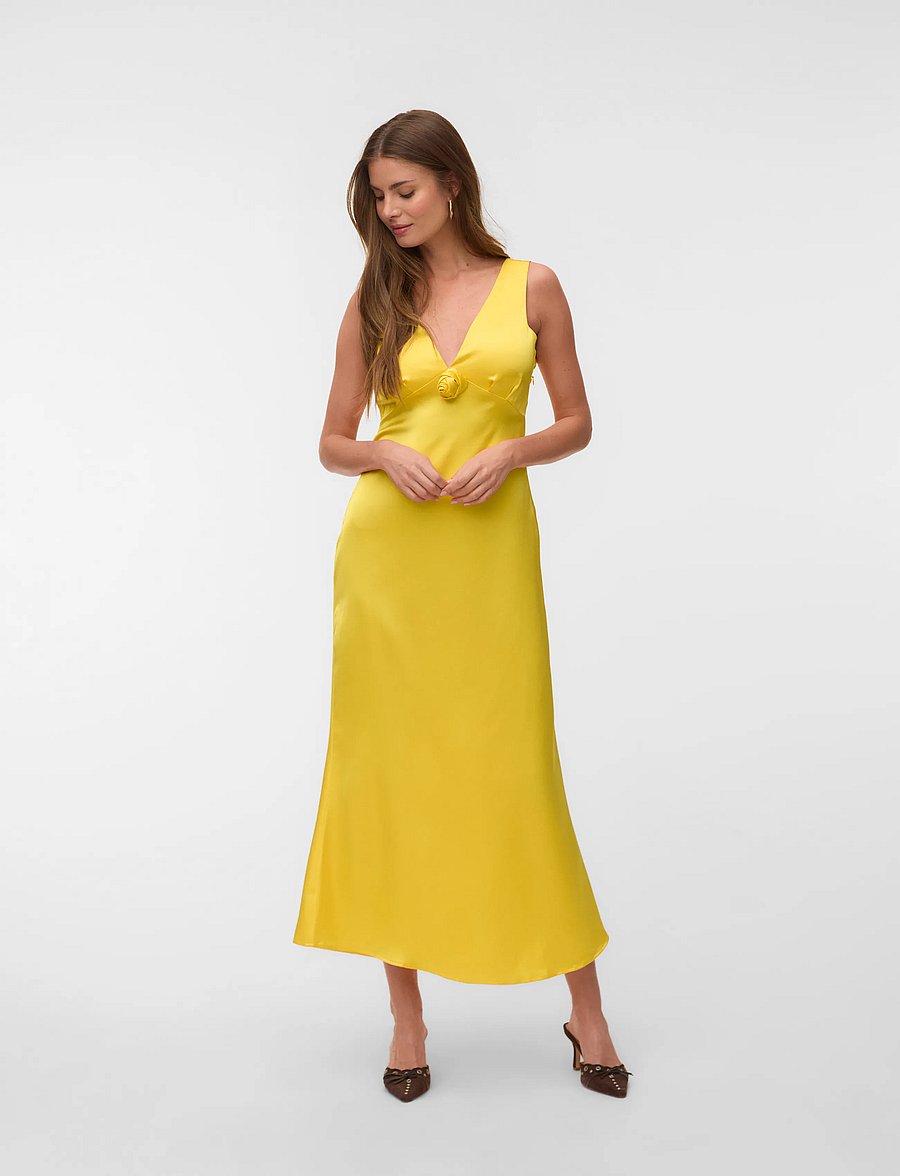 Vero Moda - VMGIANNA SL ANKLE DRESS EXP - schlupfkleider - minion yellow - 0