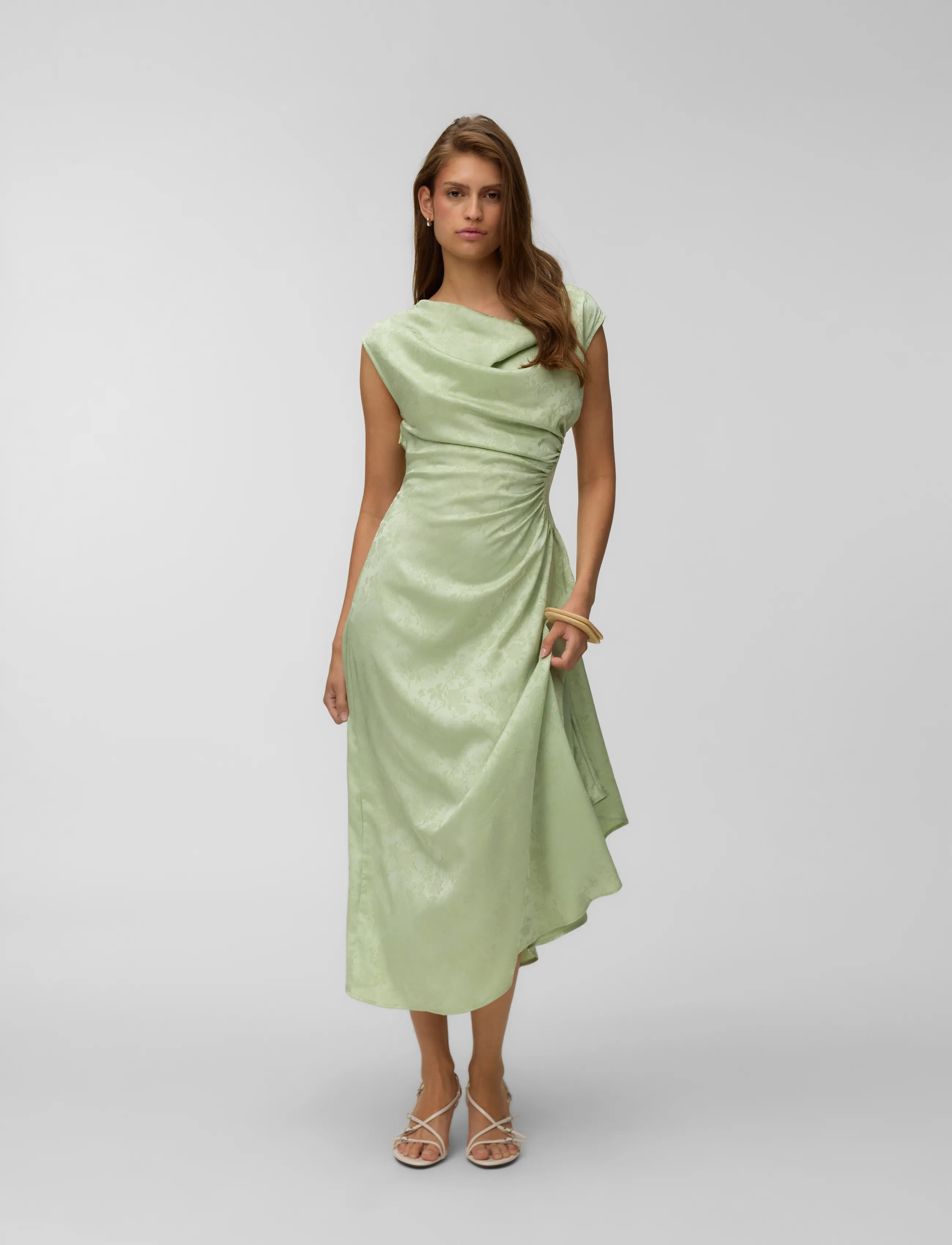 Vero Moda Vmwinnie Sl Rouched Dress Exp, XS, Green, Kjoler > Knælange Og Midi, Dame