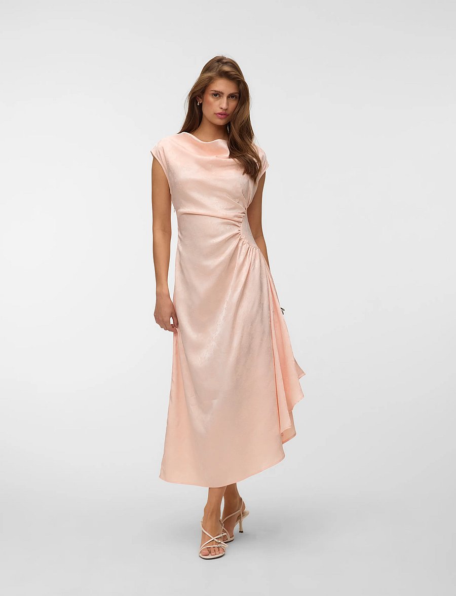 Vero Moda - VMWINNIE SL ROUCHED DRESS EXP - pidulikud kleidid - pearl blush - 0