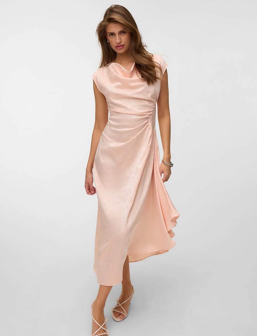 Vero Moda - VMWINNIE SL ROUCHED DRESS EXP - pidulikud kleidid - pearl blush - 5