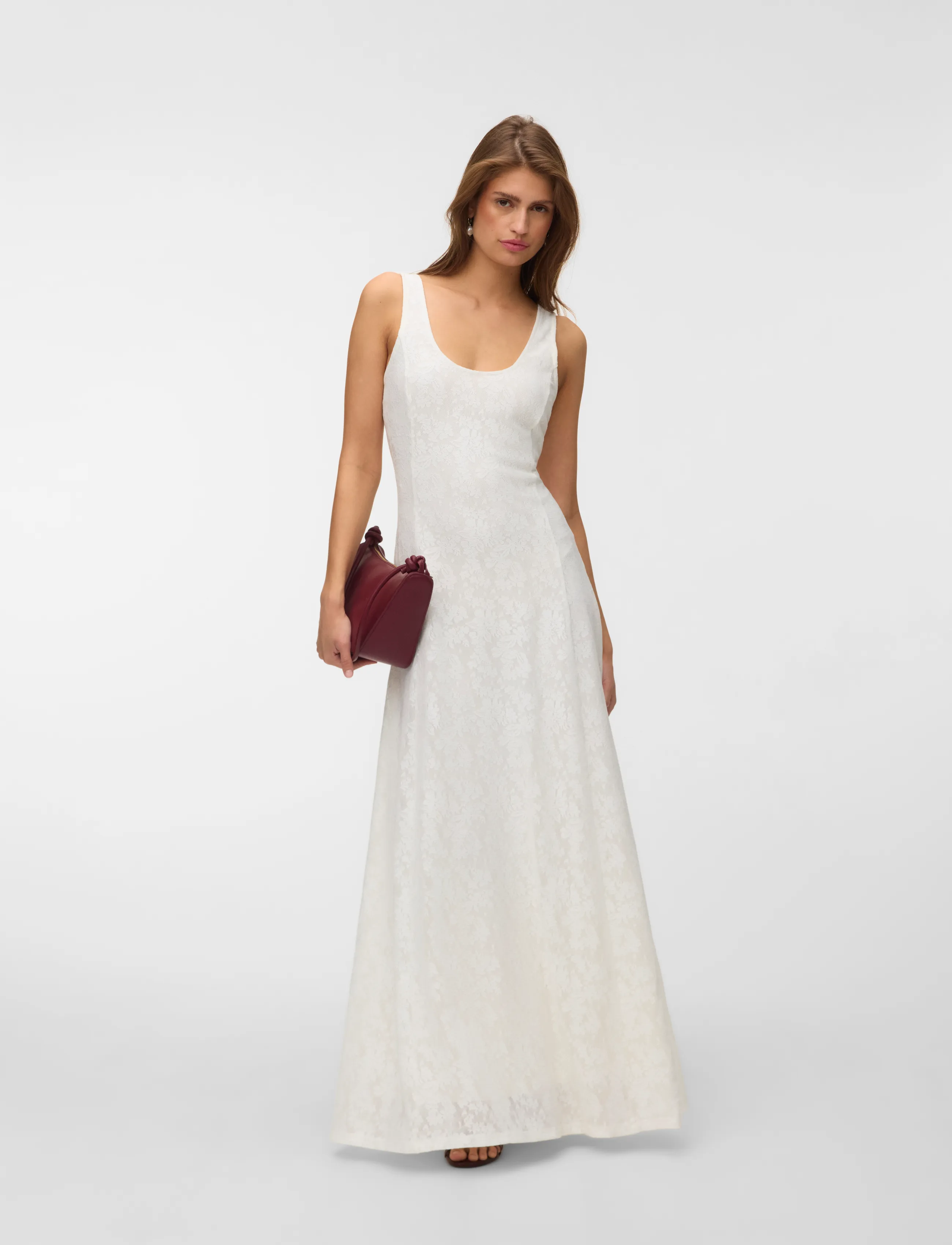 Vero Moda Vmsalina Sl Lace Ankle Dress Exp, XS, Cream, Kjoler > Maxikjole, Dame