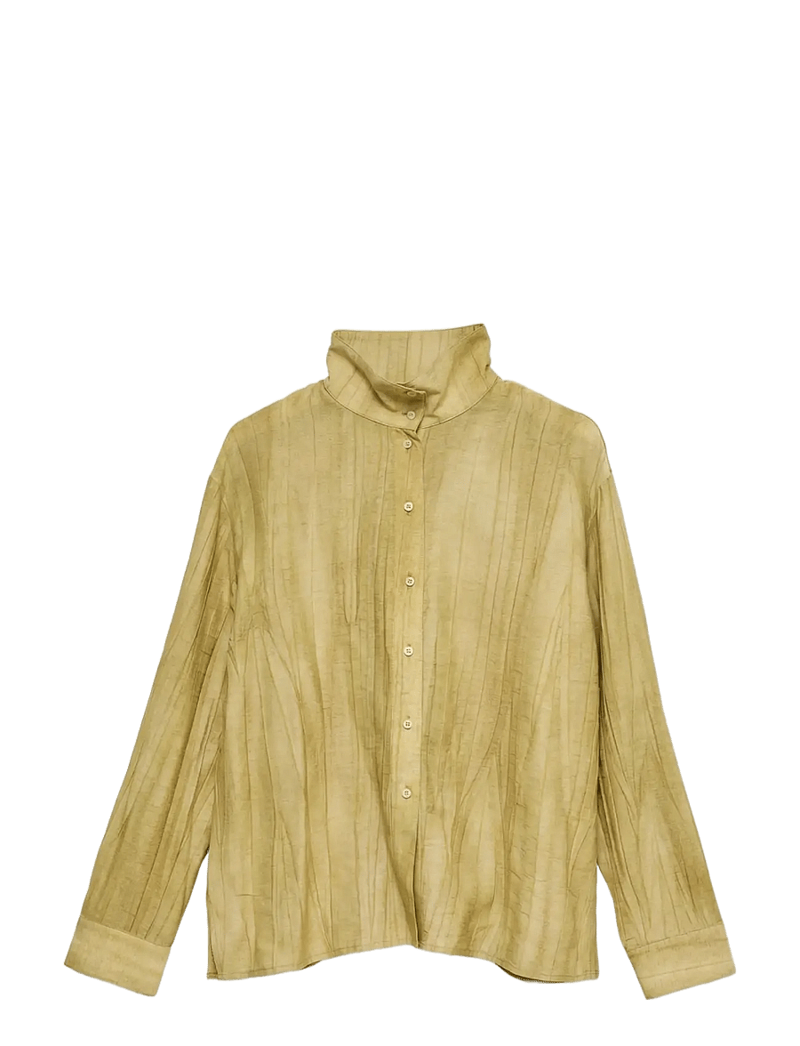 Vero Moda - AWJAGTVEJ LS HIGH NECK SHIRT VIP - leinenhemden - antique gold - 0
