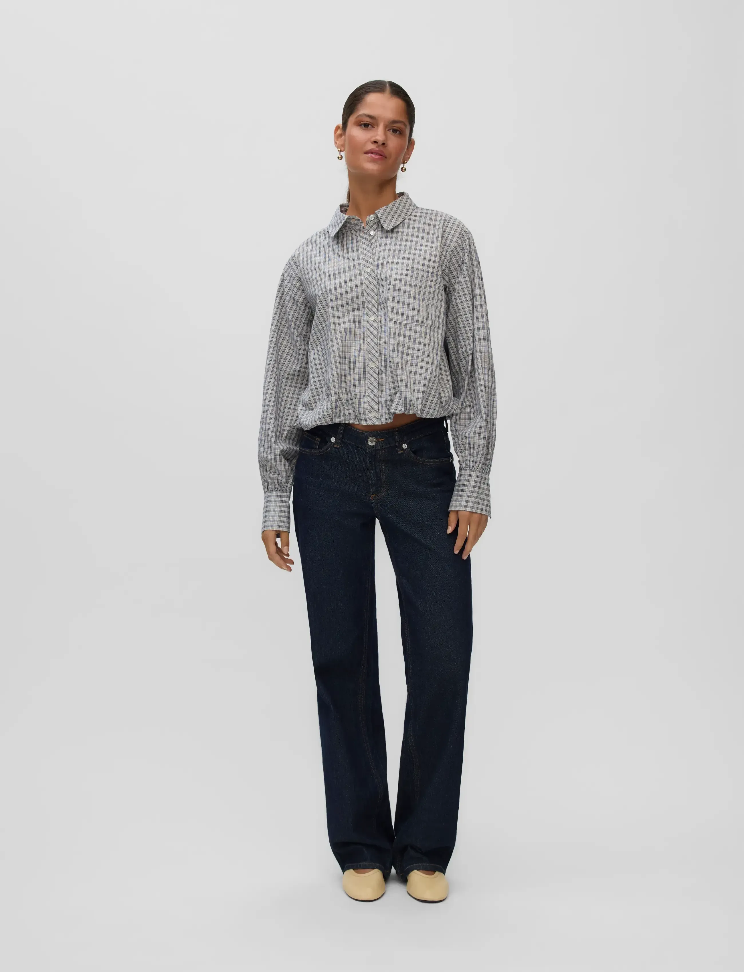 Vero Moda VMMOND LS CHECK SHIRT WVN RET - Vero Moda - OATMEAL / beige