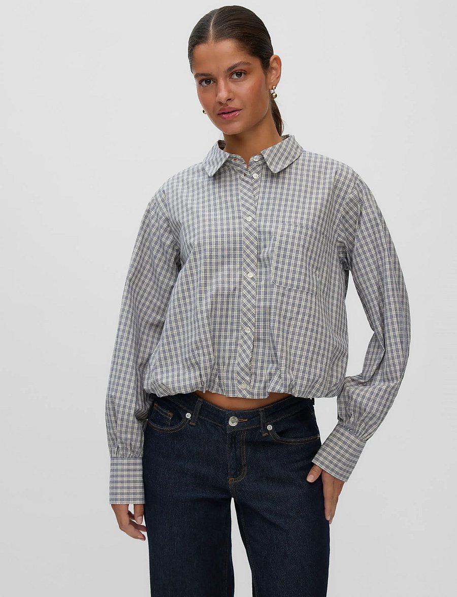 Vero Moda - VMMOND LS CHECK SHIRT WVN RET - langärmlige hemden - oatmeal - 4