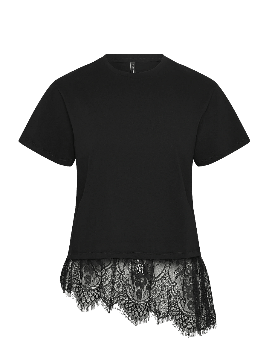 Vero Moda - VMBRIT SS O-NECK LACE T-SHIRT JRS EXP - t-shirts - black - 0