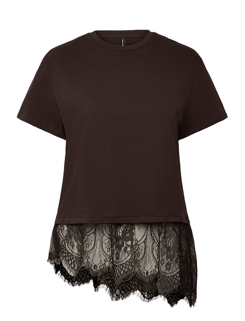 Vero Moda - VMBRIT SS O-NECK LACE T-SHIRT JRS EXP - t-shirty - chocolate torte - 0