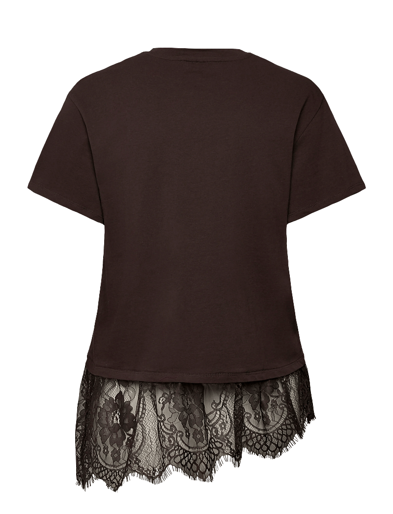 Vero Moda - VMBRIT SS O-NECK LACE T-SHIRT JRS EXP - t-shirty - chocolate torte - 1