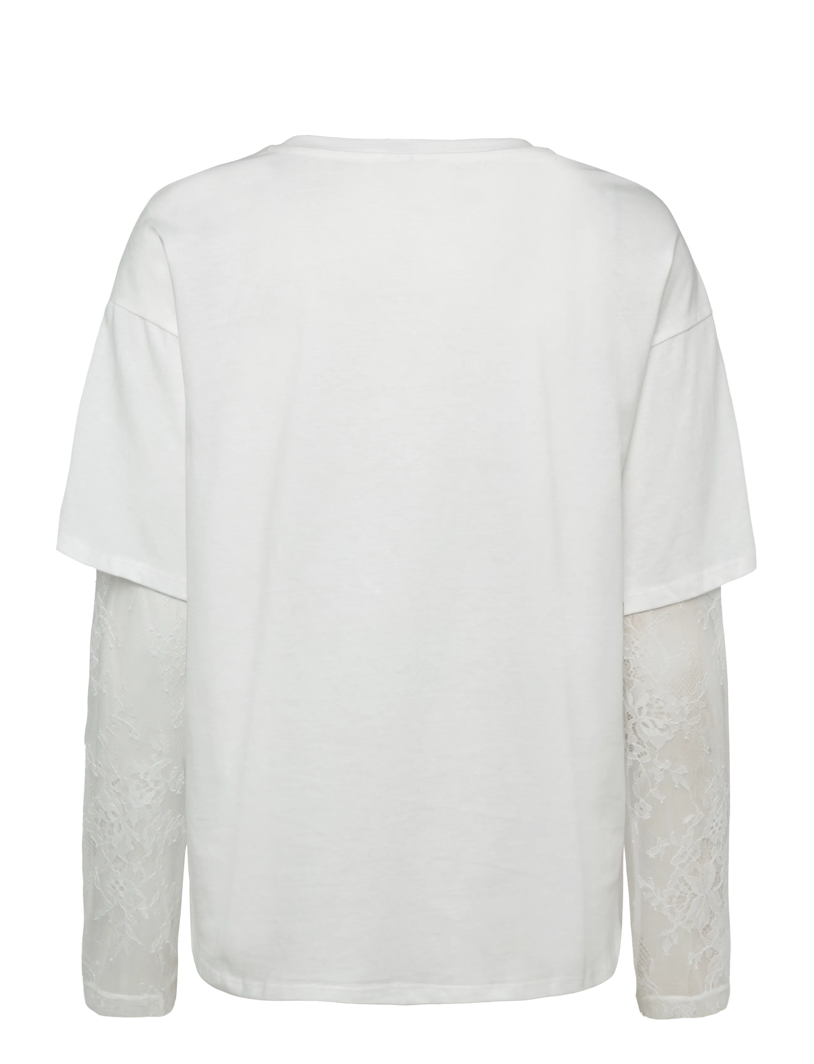 Vero Moda - VMCUBE LS O-NECK LACE TOP JRS LCS - langärmlige tops - snow white - 1