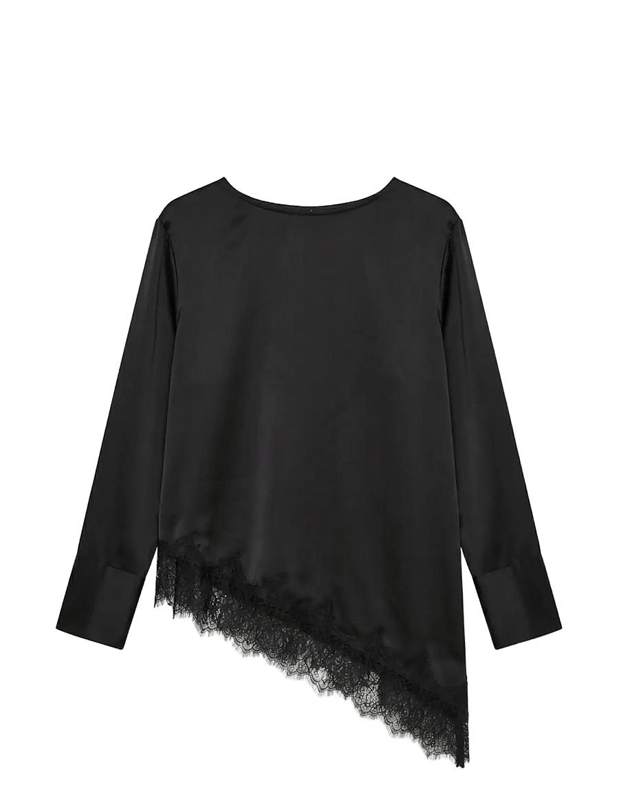 Vero Moda - VMJULIANNE LS LACE TOP WVN - langærmede bluser - black - 1
