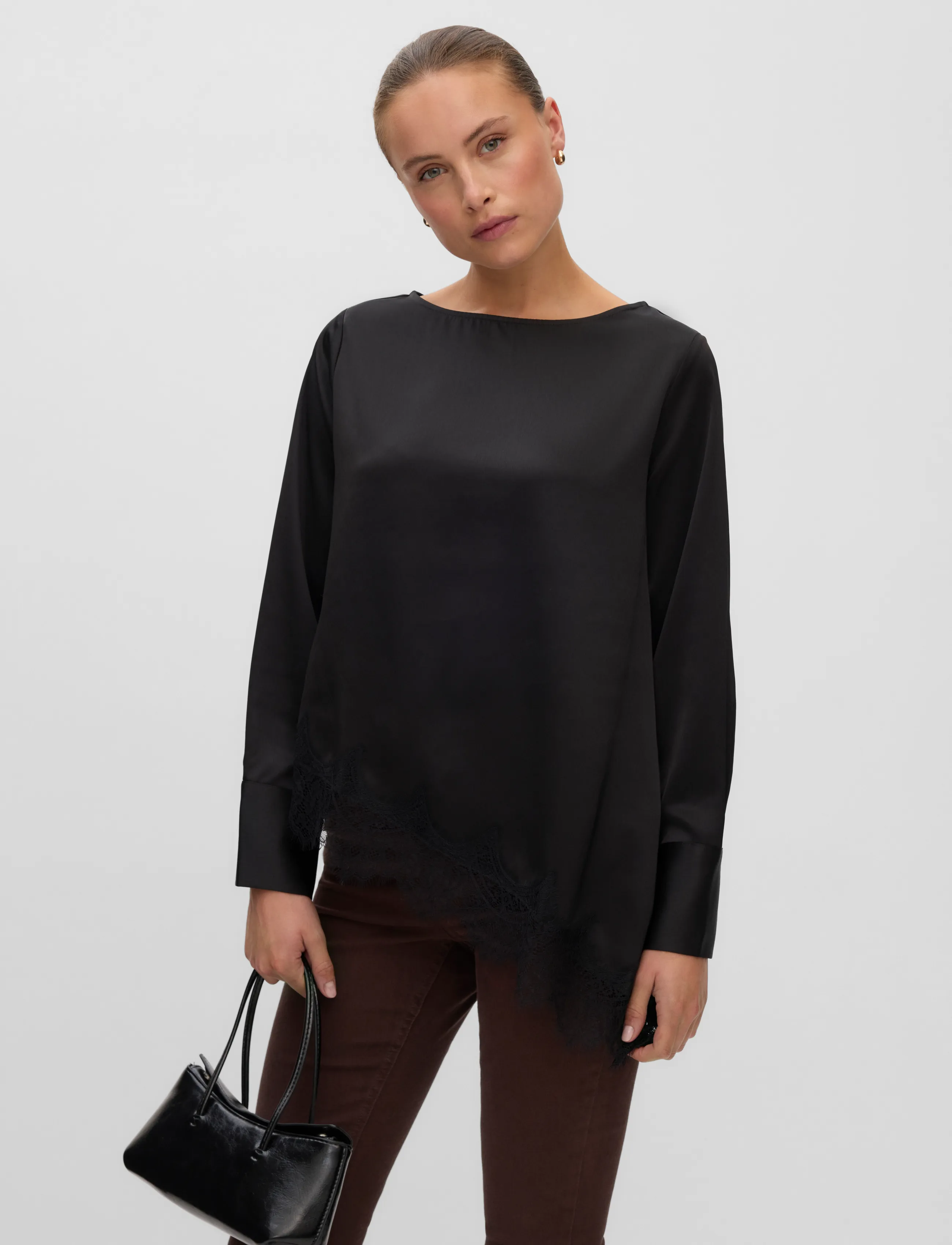 Vero Moda - VMJULIANNE LS LACE TOP WVN - langærmede bluser - black - 3