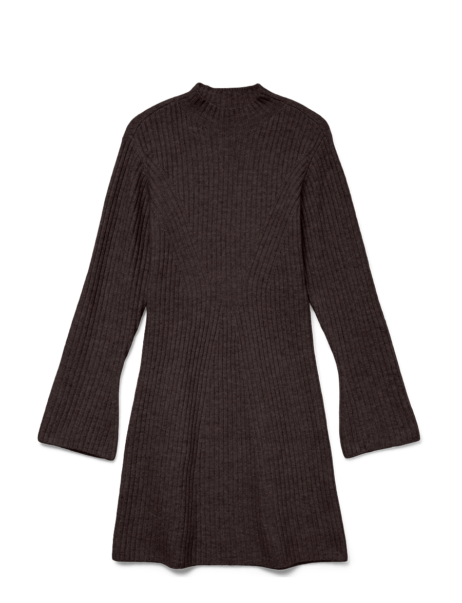 Vero Moda - AWLINA LS HIGH NECK MINI KNIT DRESS - chocolate torte - 0