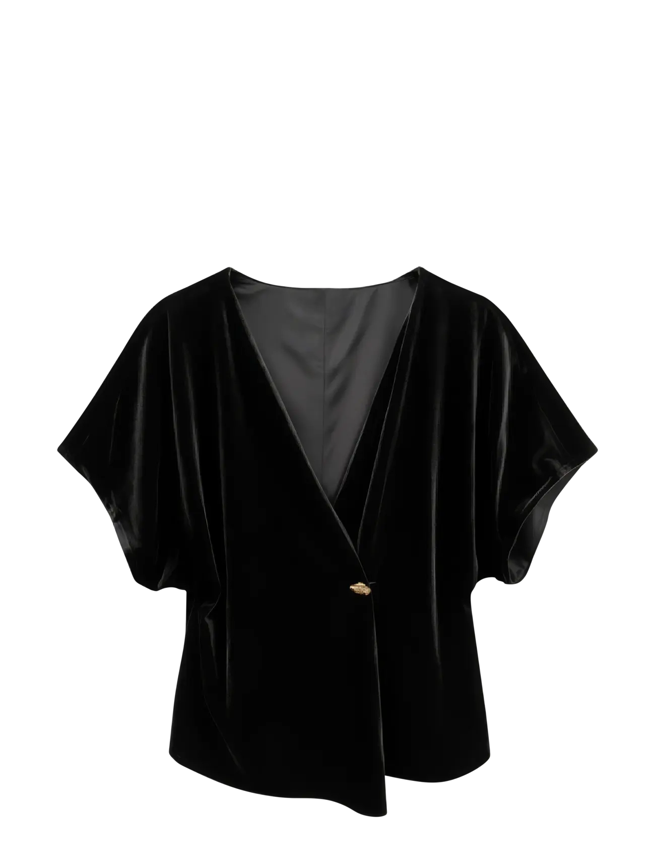 Vero Moda VMSONJA VELVET SS V-NECK TOP JRS EXP - Kortärmade blusar - BLACK / black