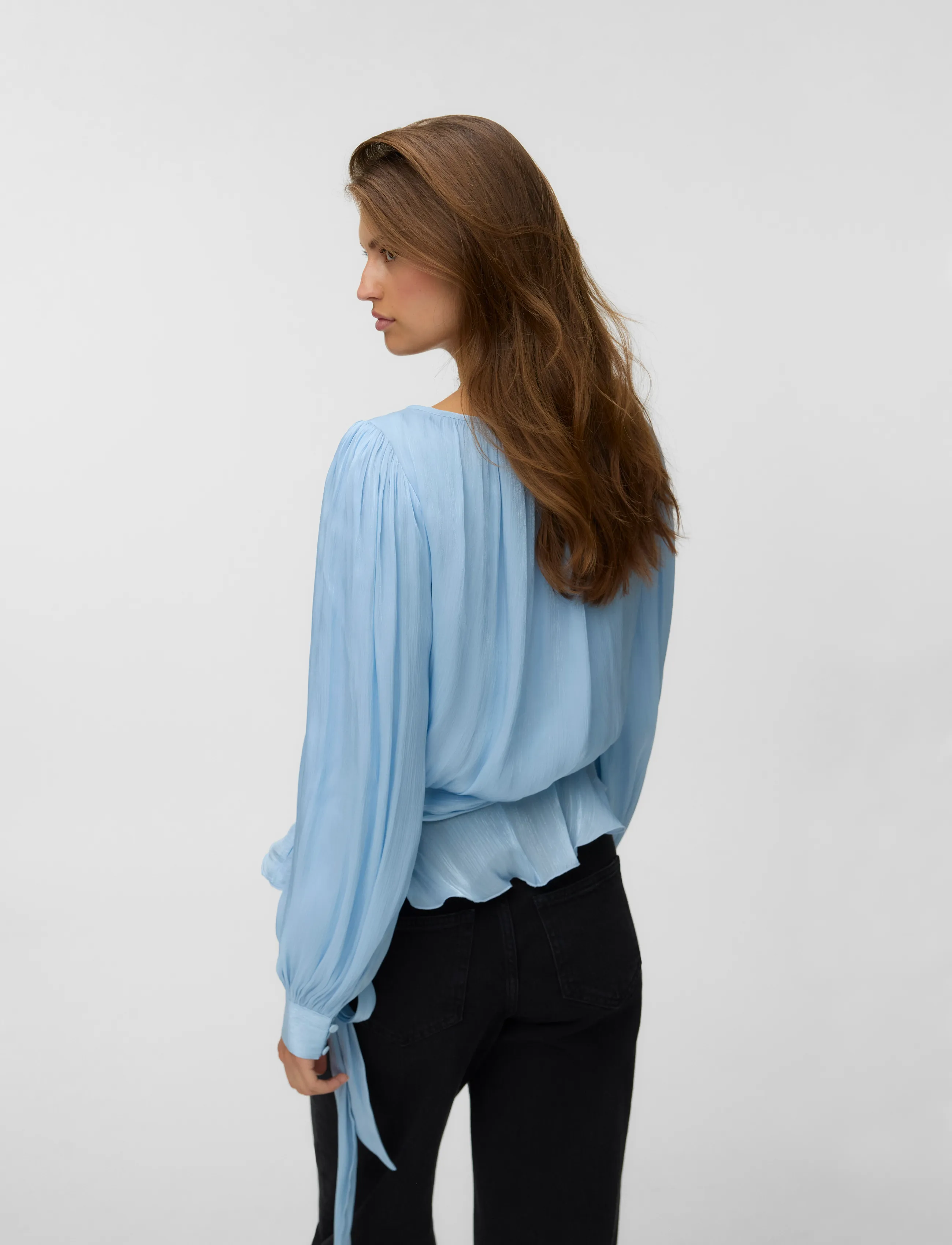 Vero Moda - VMELISA LS DETAIL TOP WVN EXP - långärmade blusar - cashmere blue - 3