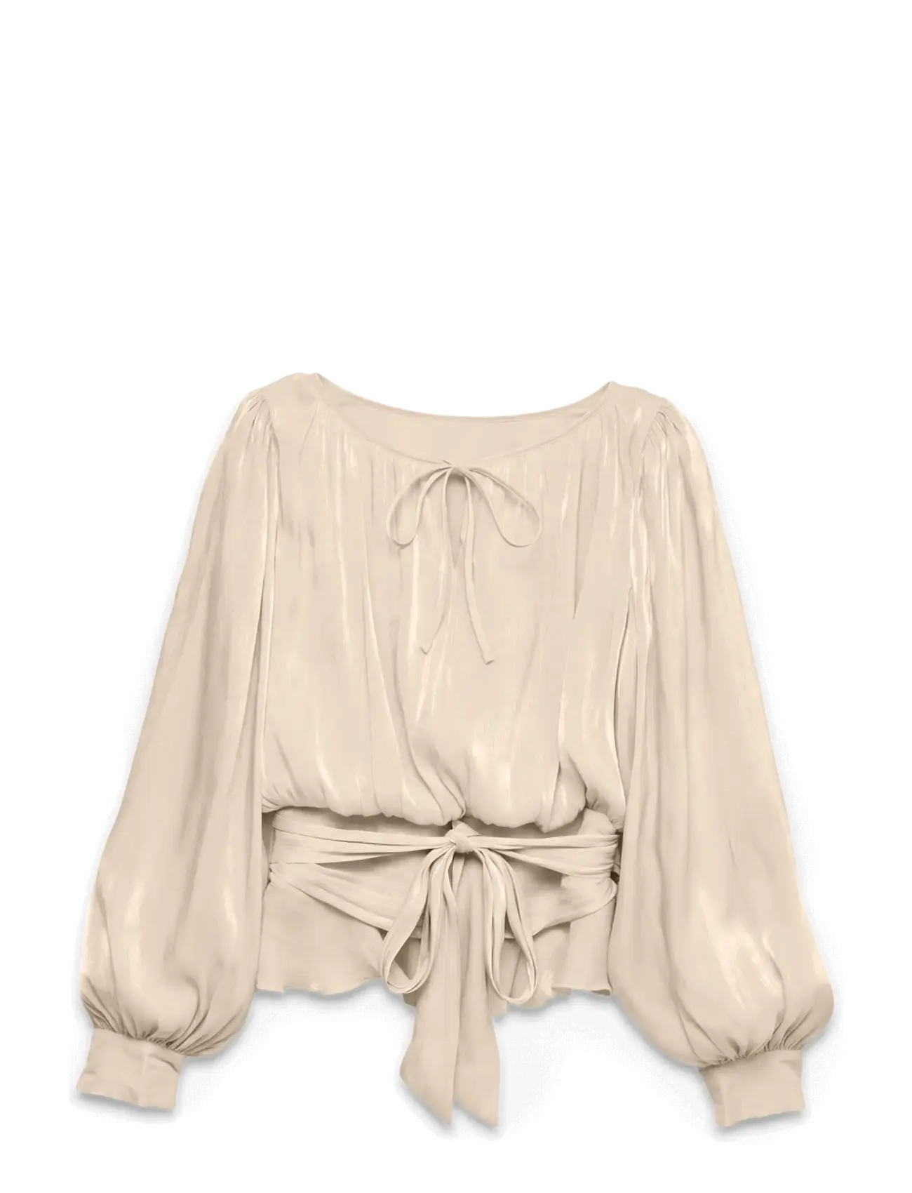 Vero Moda - VMELISA LS DETAIL TOP WVN EXP - långärmade blusar - white swan - 1