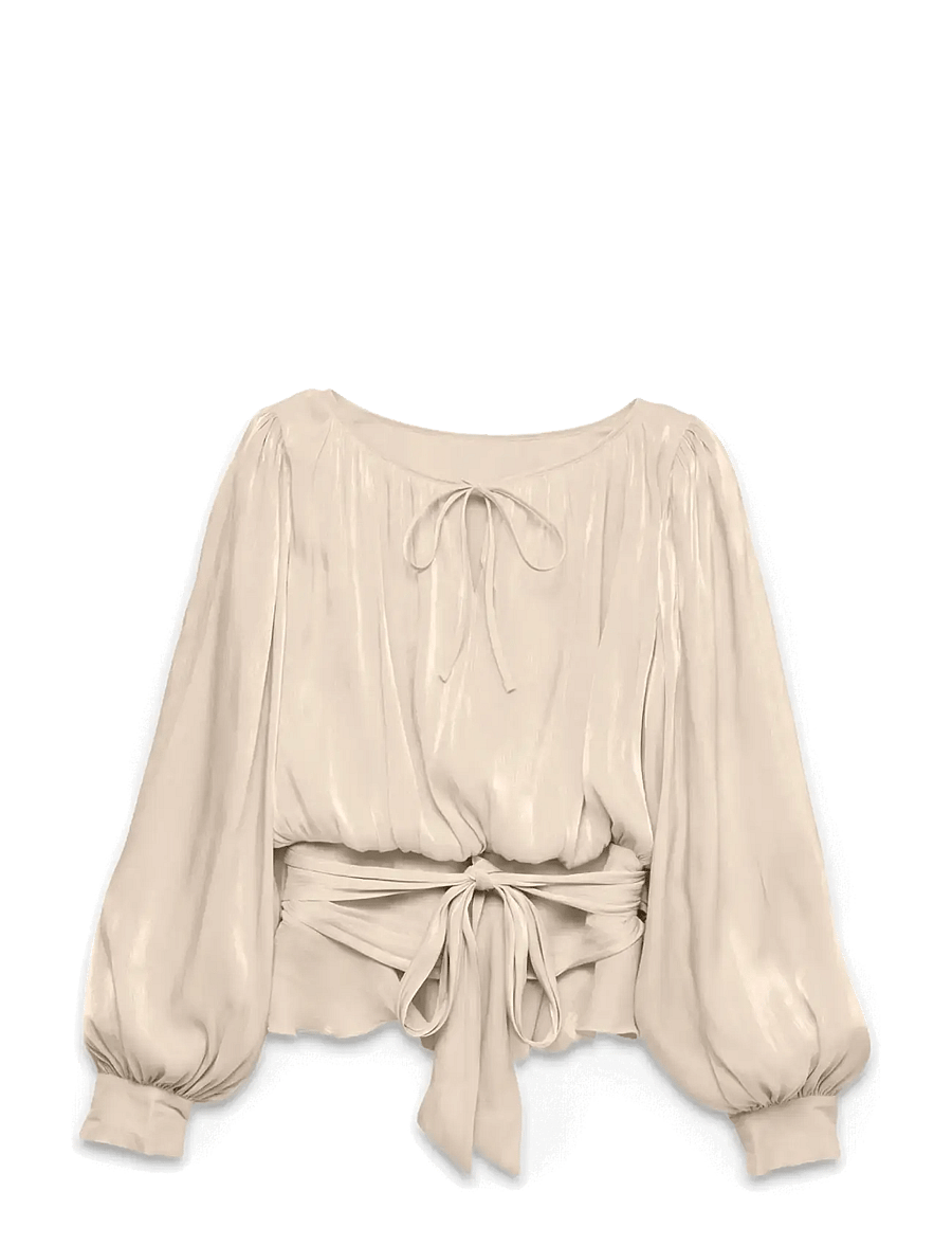 Vero Moda - VMELISA LS DETAIL TOP WVN EXP - långärmade blusar - white swan - 1