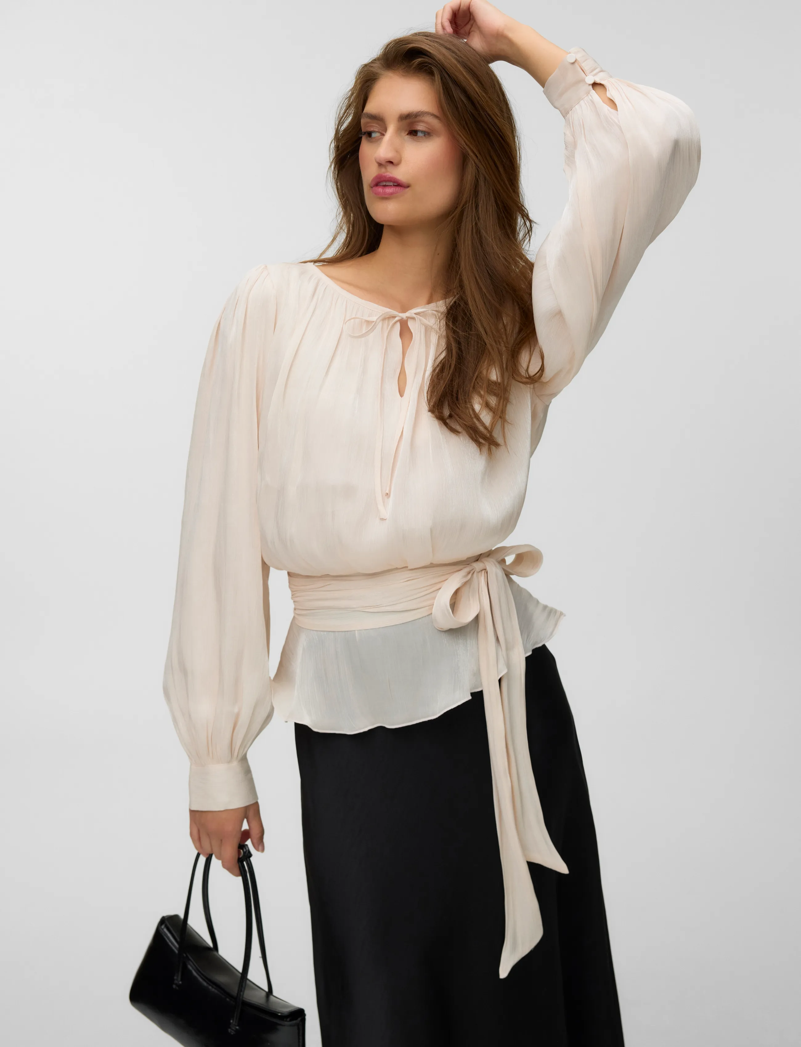 Vero Moda - VMELISA LS DETAIL TOP WVN EXP - långärmade blusar - white swan - 3