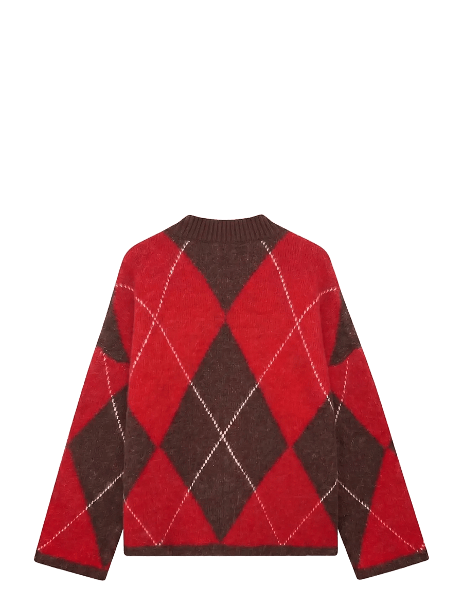 Vero Moda - VMHASEL LS HIGHNECK ARGYLE PULLOVER TS - chocolate torte - 1
