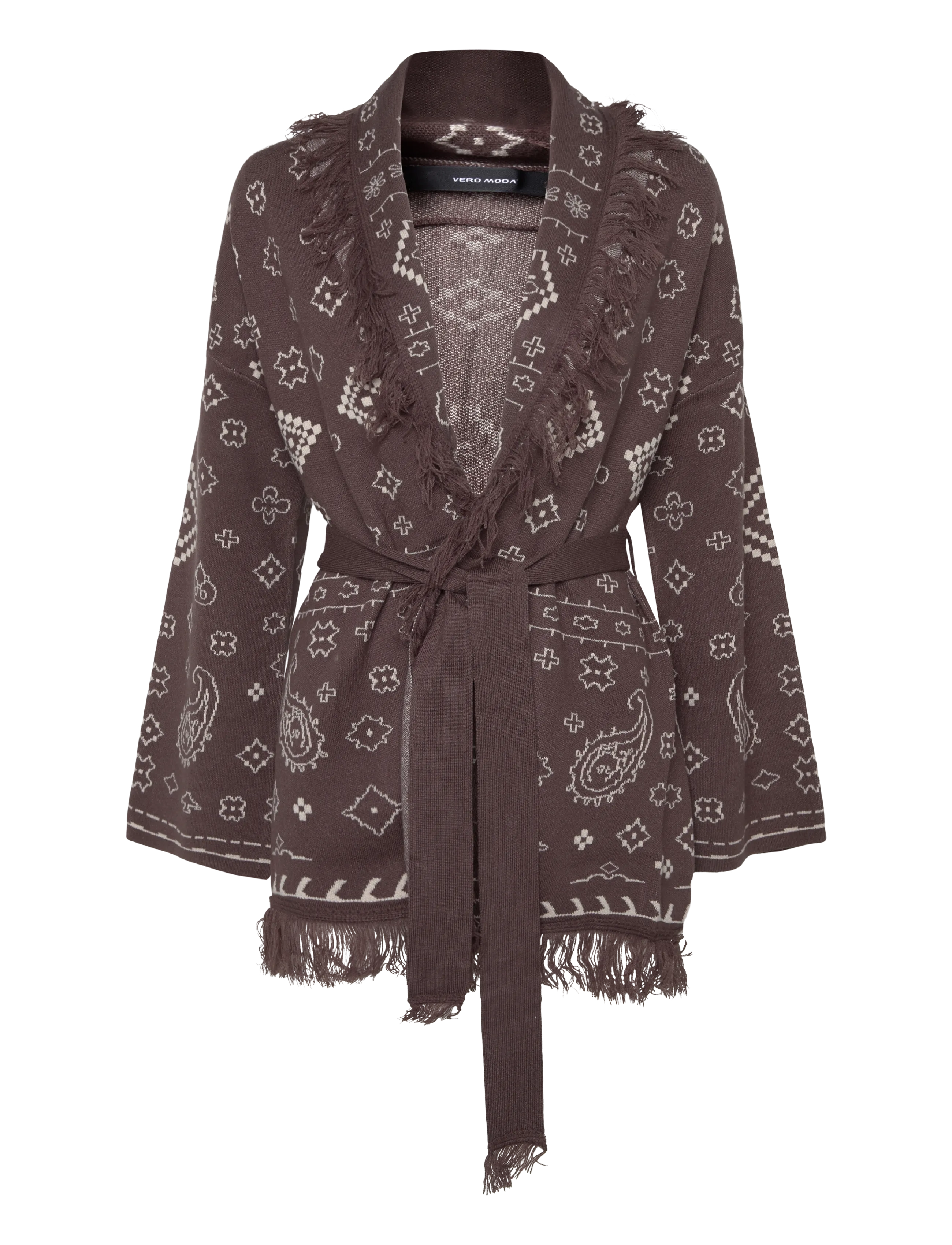 Vero Moda VMSCARLETT LS TASSEL JACQUARD CARDI LCS - Tøj - CHOCOLATE MARTINI / brown