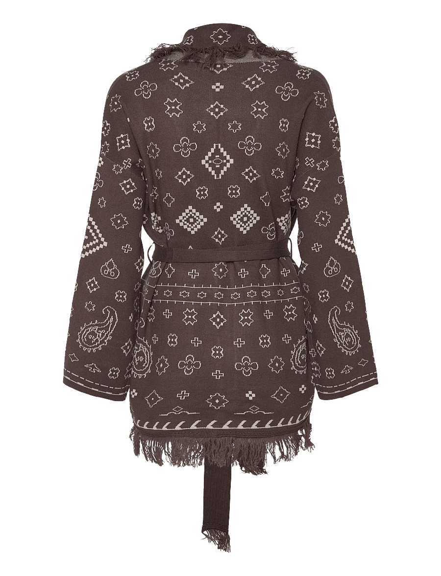 Vero Moda - VMSCARLETT LS TASSEL JACQUARD CARDI LCS - cardigans - chocolate martini - 1