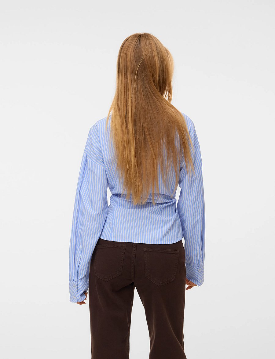 Vero Moda - VMASTA LS TIE SHIRT WVN RET - langärmlige hemden - cashmere blue - 3