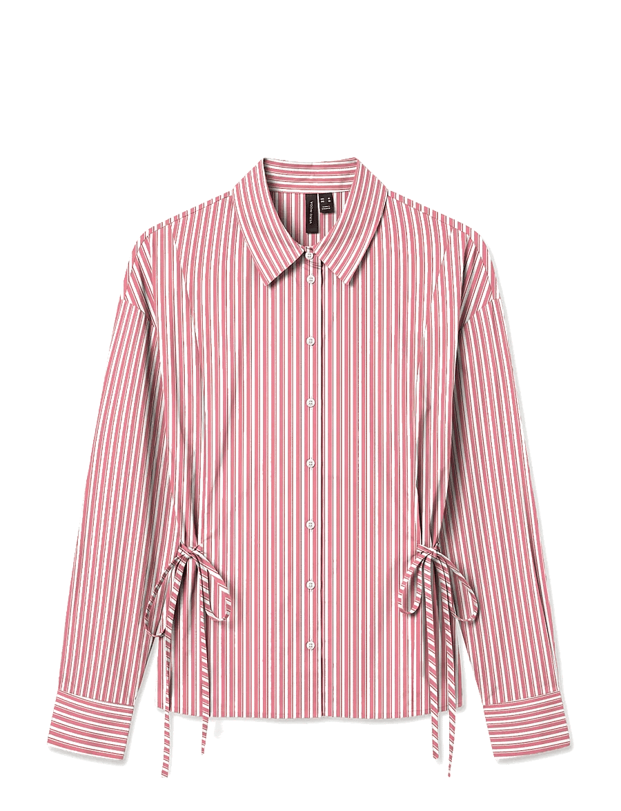 Vero Moda - VMASTA LS TIE SHIRT WVN RET - långärmade skjortor - pink lemonade - 1