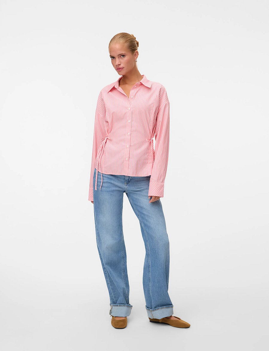 Vero Moda - VMASTA LS TIE SHIRT WVN RET - långärmade skjortor - pink lemonade - 0