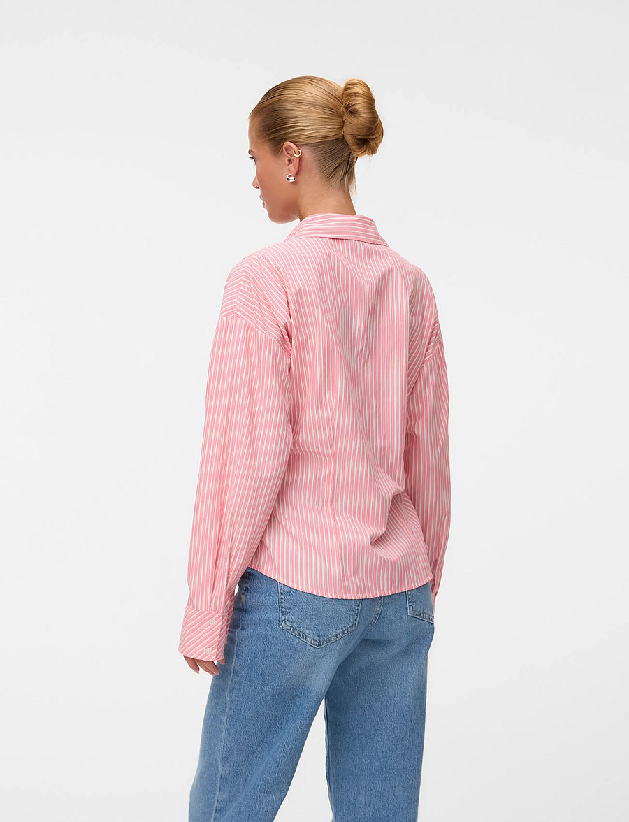 Vero Moda - VMASTA LS TIE SHIRT WVN RET - långärmade skjortor - pink lemonade - 3