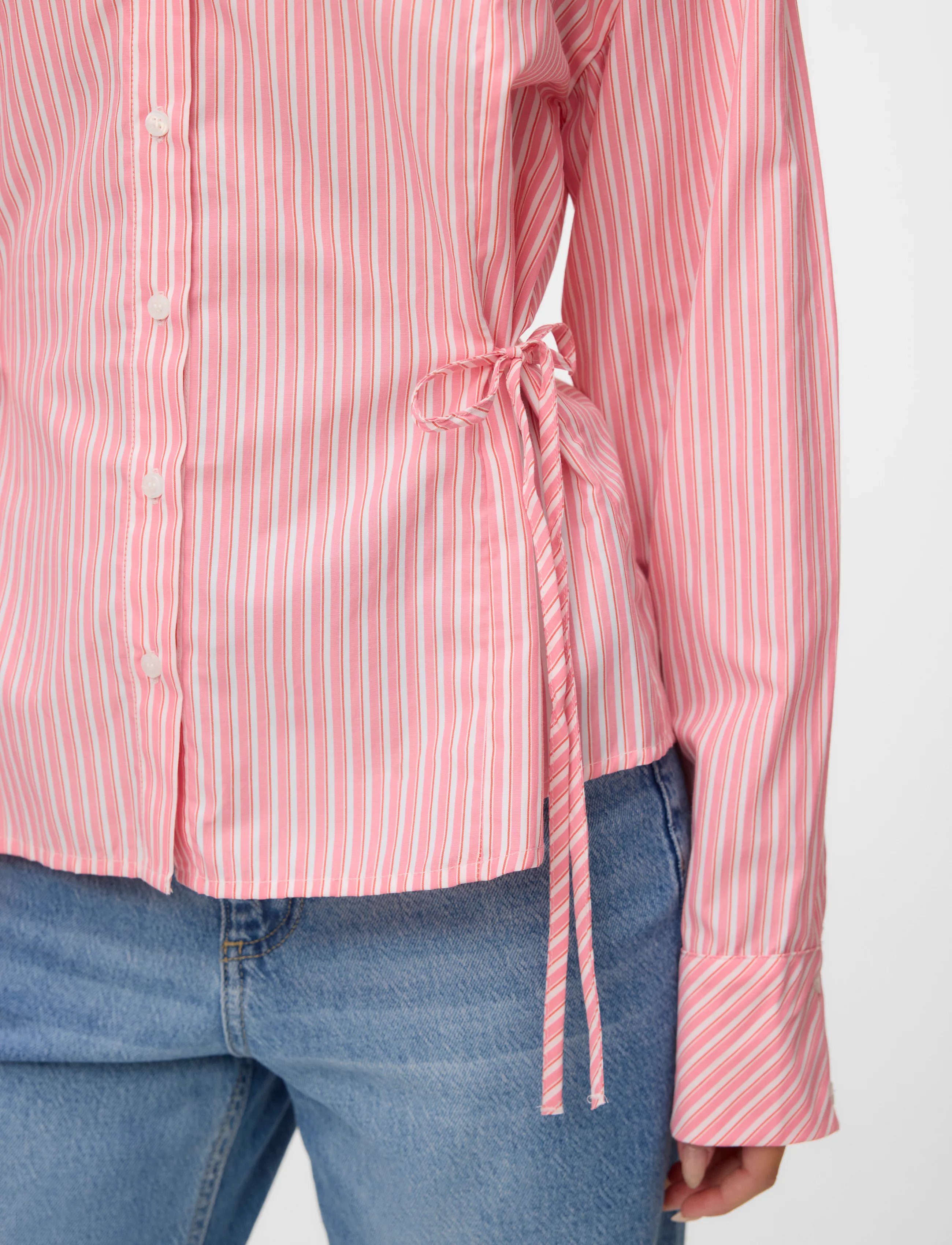 Vero Moda - VMASTA LS TIE SHIRT WVN RET - långärmade skjortor - pink lemonade - 5