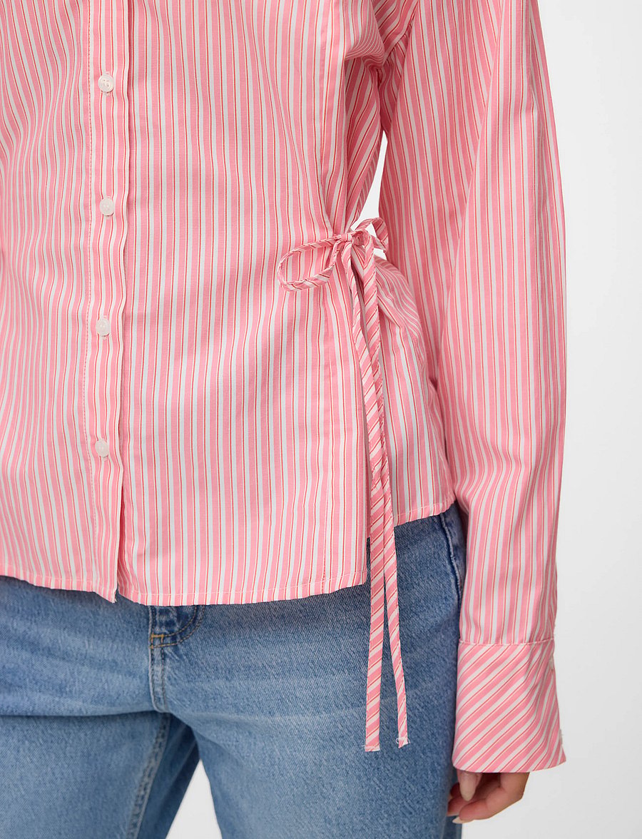Vero Moda - VMASTA LS TIE SHIRT WVN RET - långärmade skjortor - pink lemonade - 5