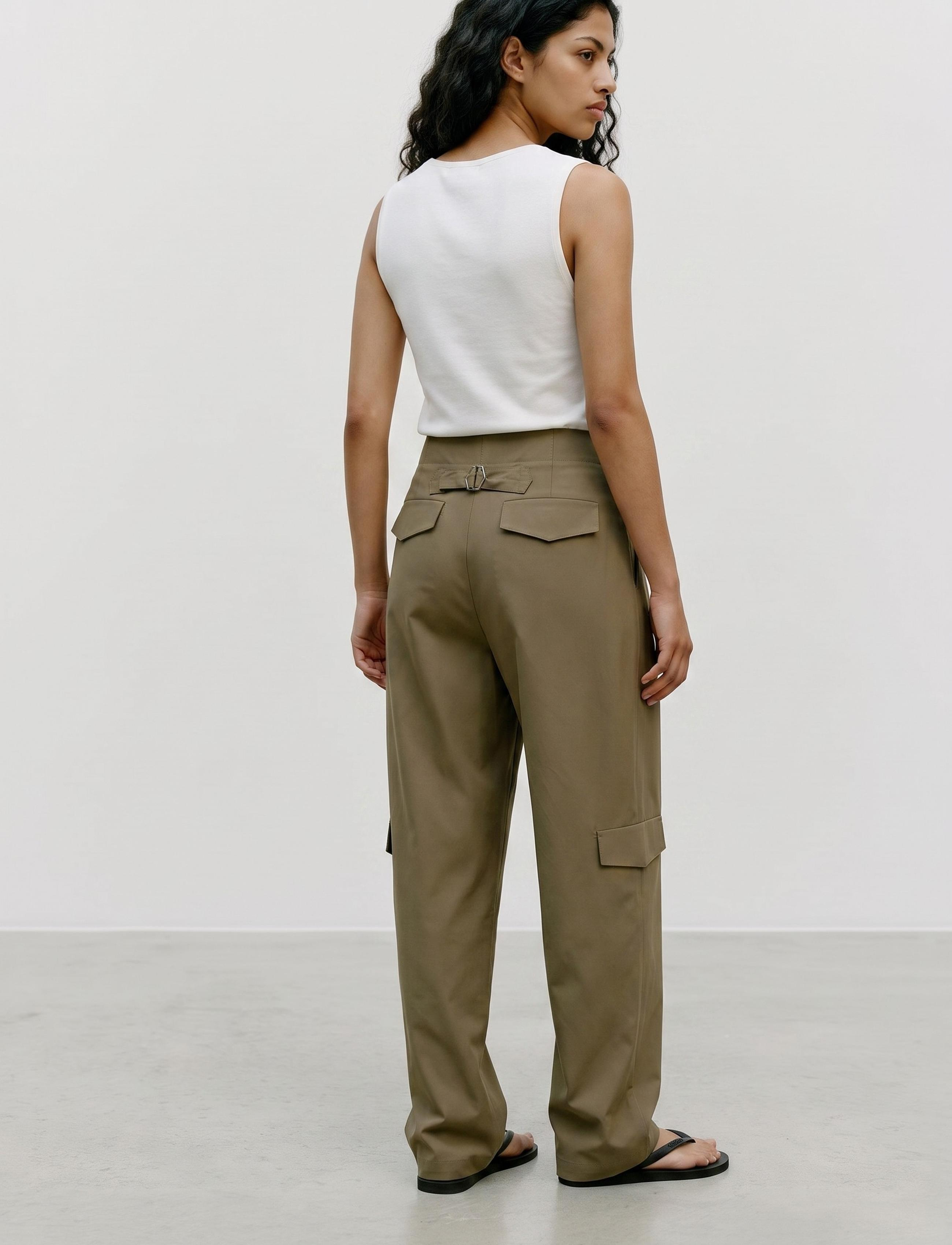 Vero Moda - VMPETRINA MW WIDE CARGO PANTS RET - spodnie barrel - ivy green - 3