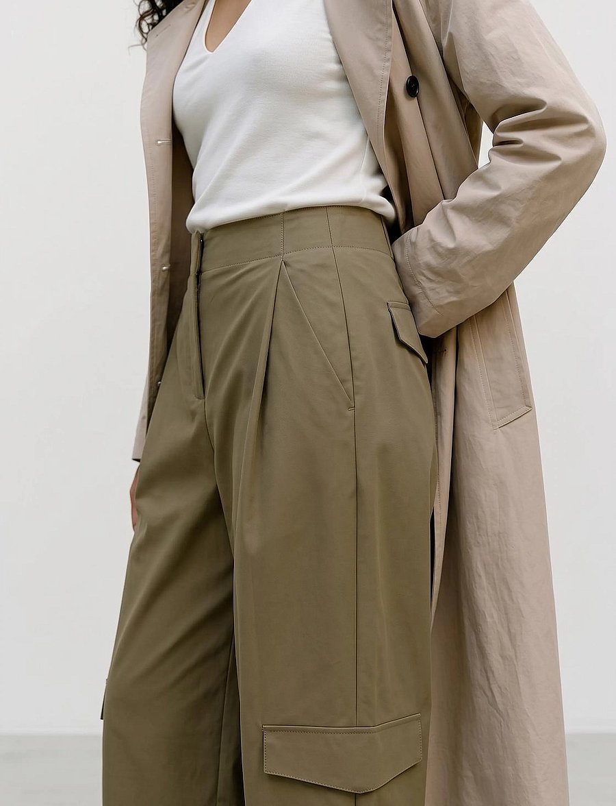 Vero Moda - VMPETRINA MW WIDE CARGO PANTS RET - barrel-püksid - ivy green - 2