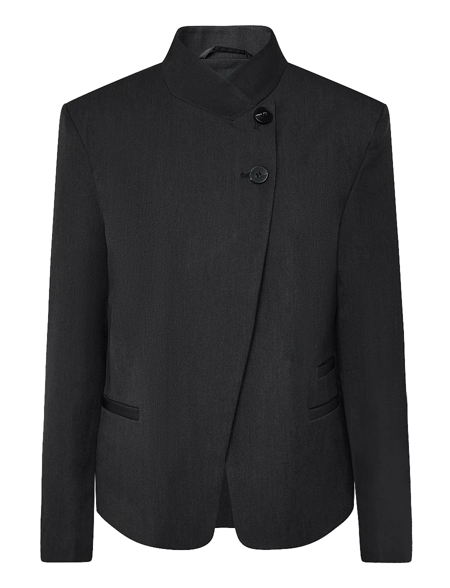 Vero Moda - VMDINA LS HIGH NECK BLAZER LCS - double breasted blazers - dark grey melange - 1