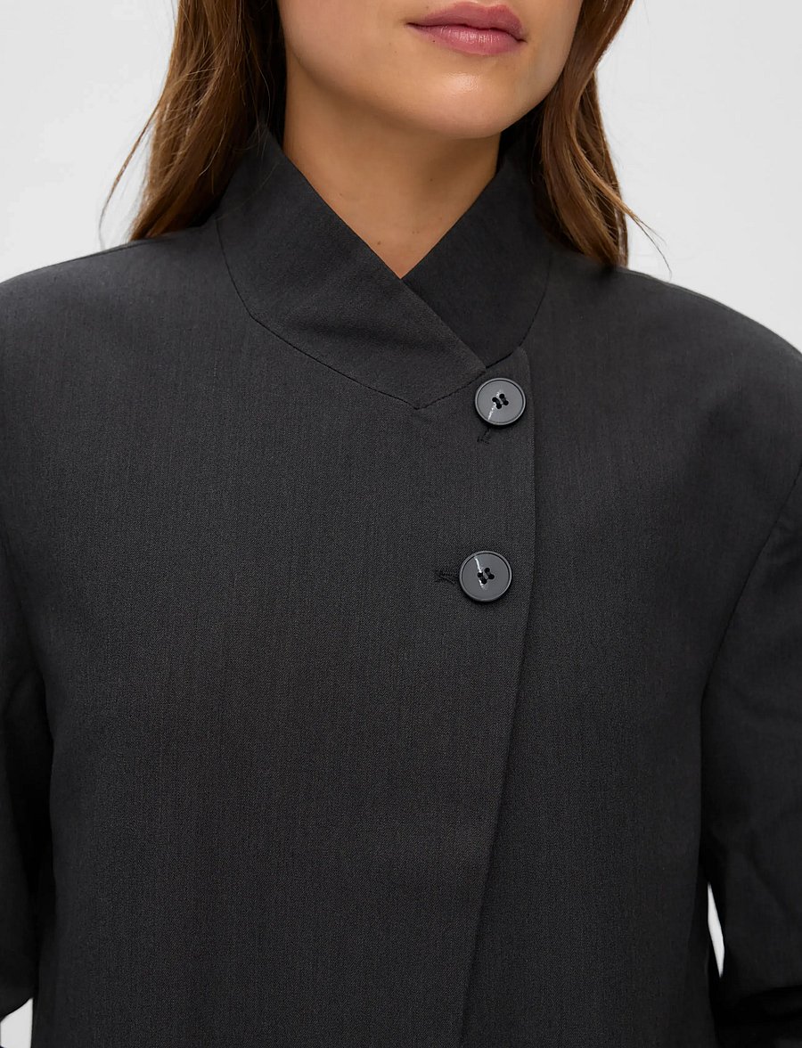 Vero Moda - VMDINA LS HIGH NECK BLAZER LCS - double breasted blazers - dark grey melange - 5