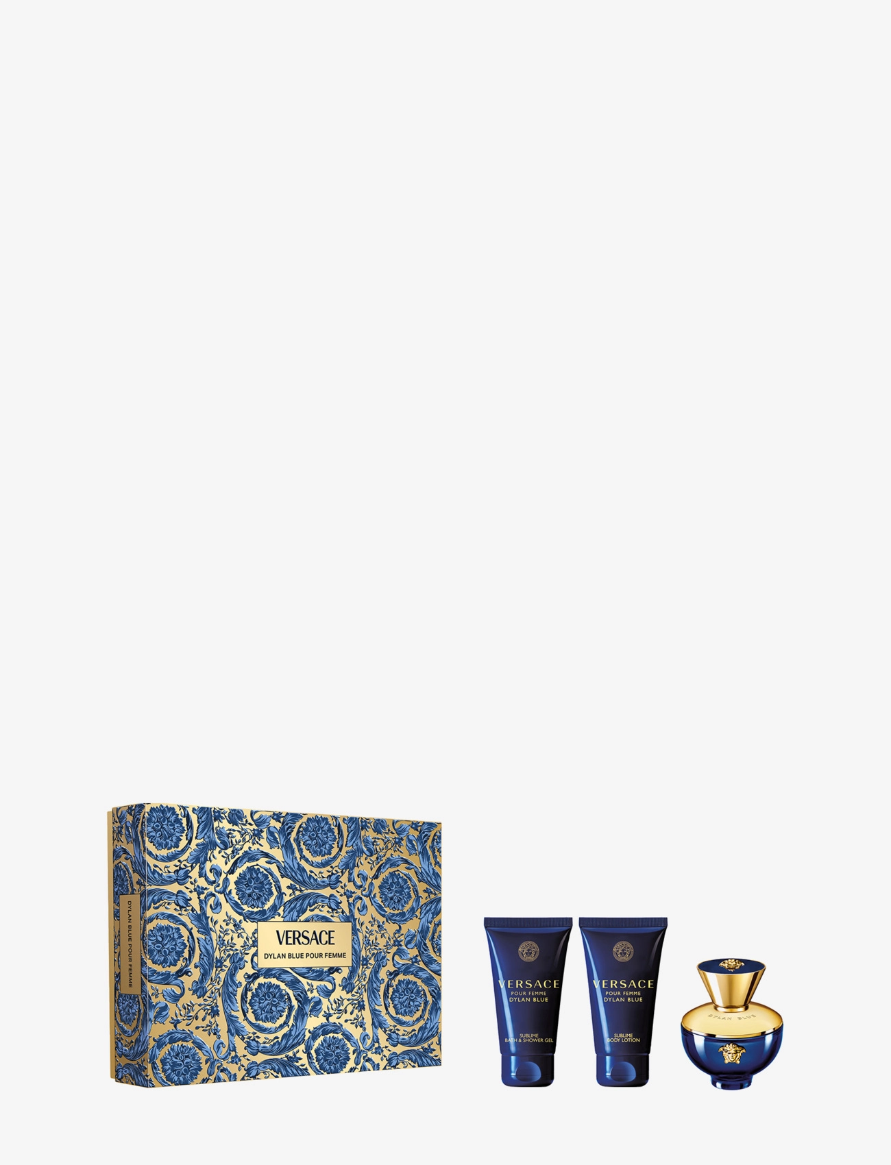 Versace Fragrance Gift Set Dylan Blue Pour Femme Edp + Body Lotion + Shower Gel, Parfume Sæt, Nude, Str: ONE SIZE
