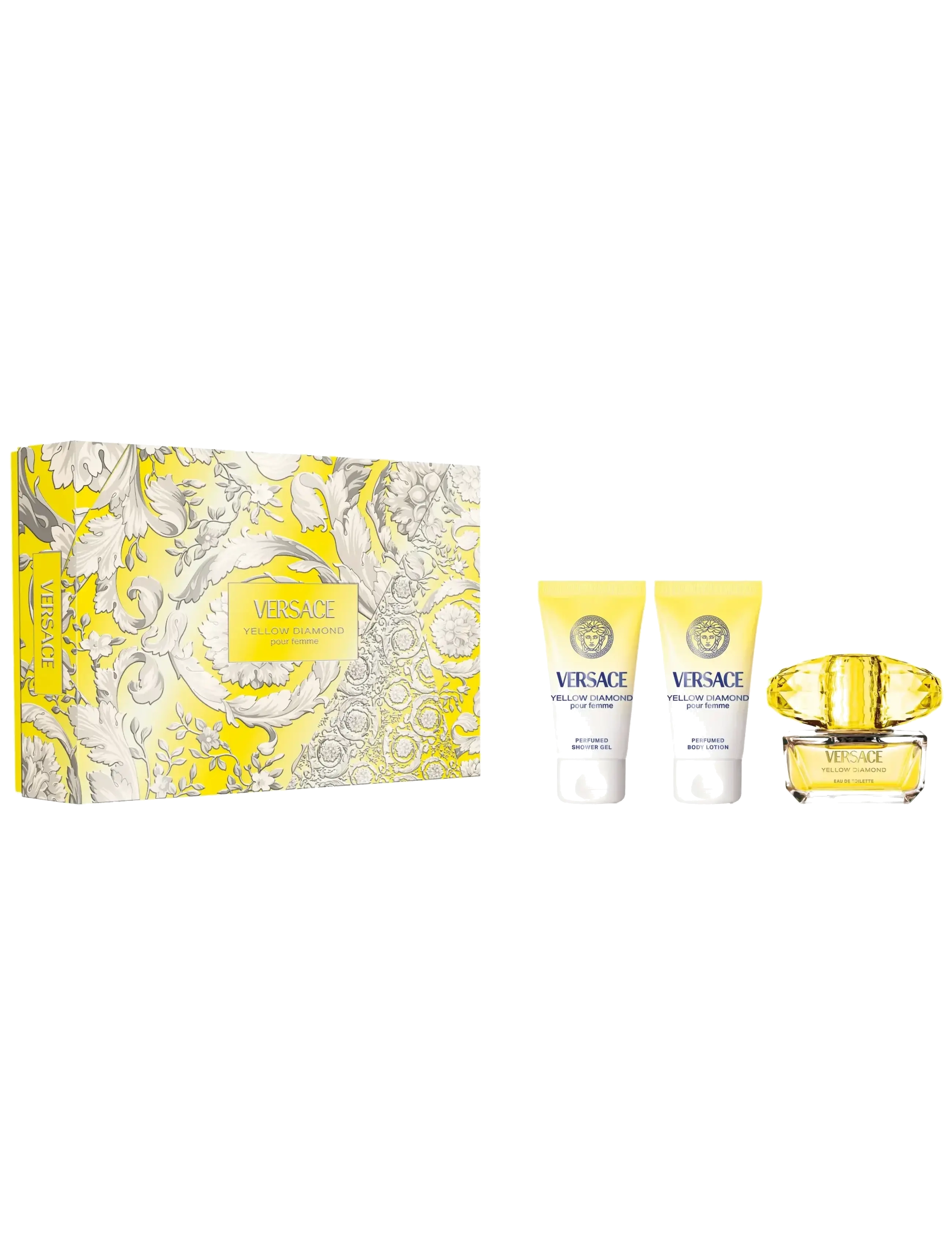 Versace Fragrance Gift Set Yellow Diamond Edt + Shower Gel + Body Lotion, Cremes & Lotion & Bodybutter, Nude, Str: 150 ML