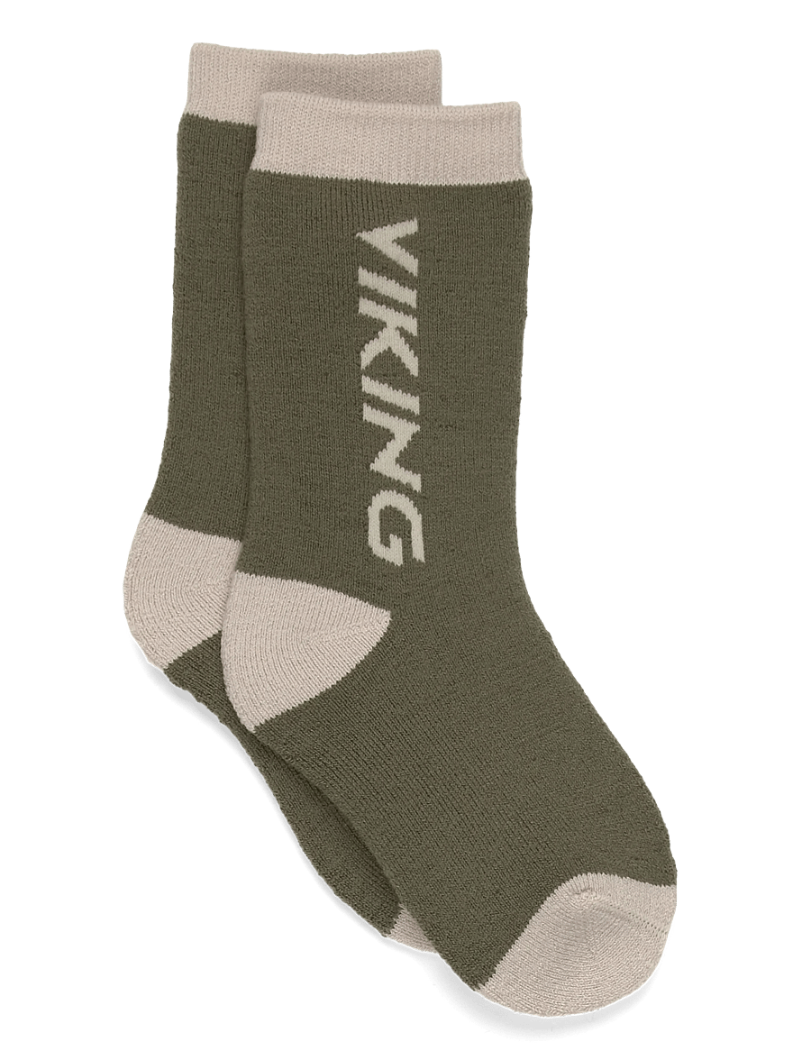 Viking - Play Wool Thermo Socks - beebisokid - olive - 0