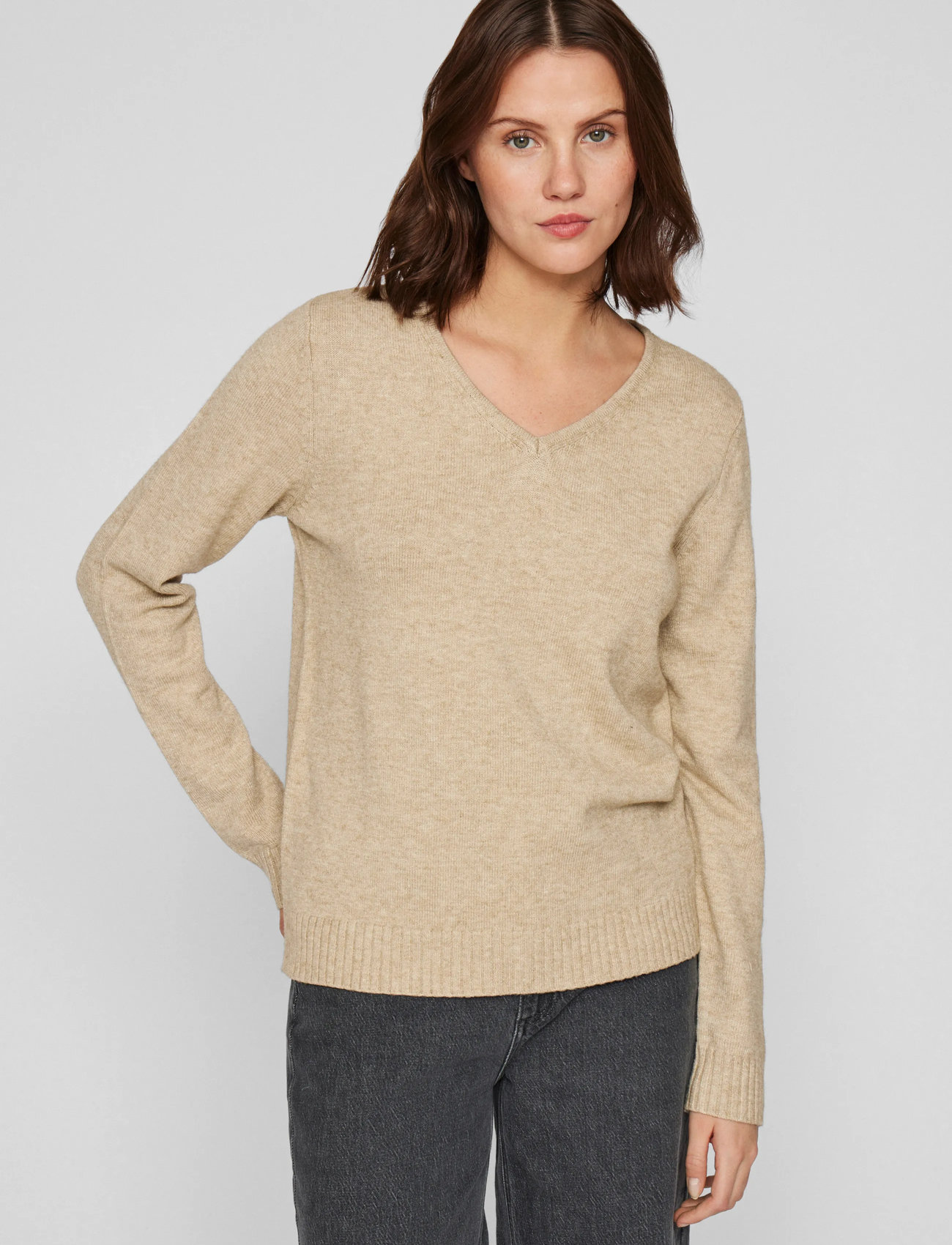 VILA Ril L/S V-neck Knit Top stickade tröjor dam – bild 8