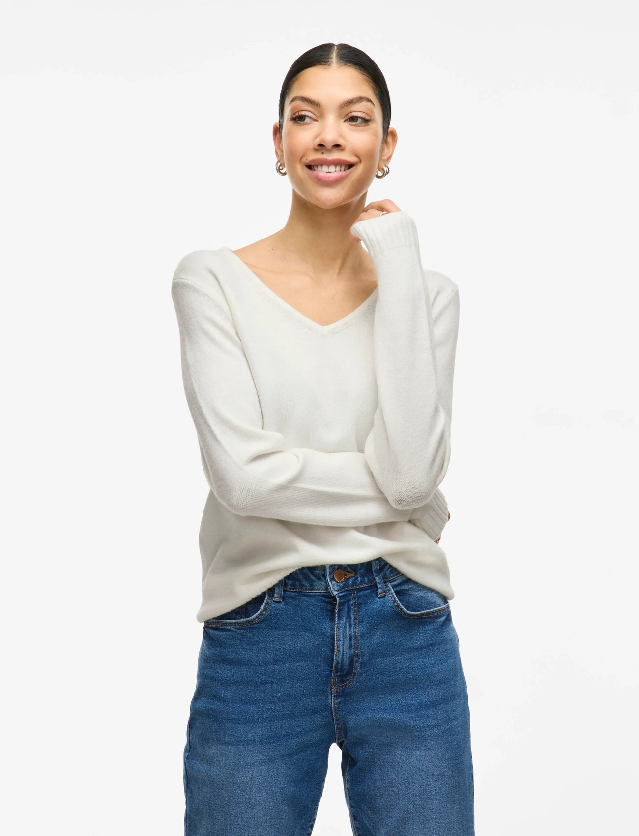 VILA Ril L/S V-neck Knit Top stickade tröjor dam – bild 10