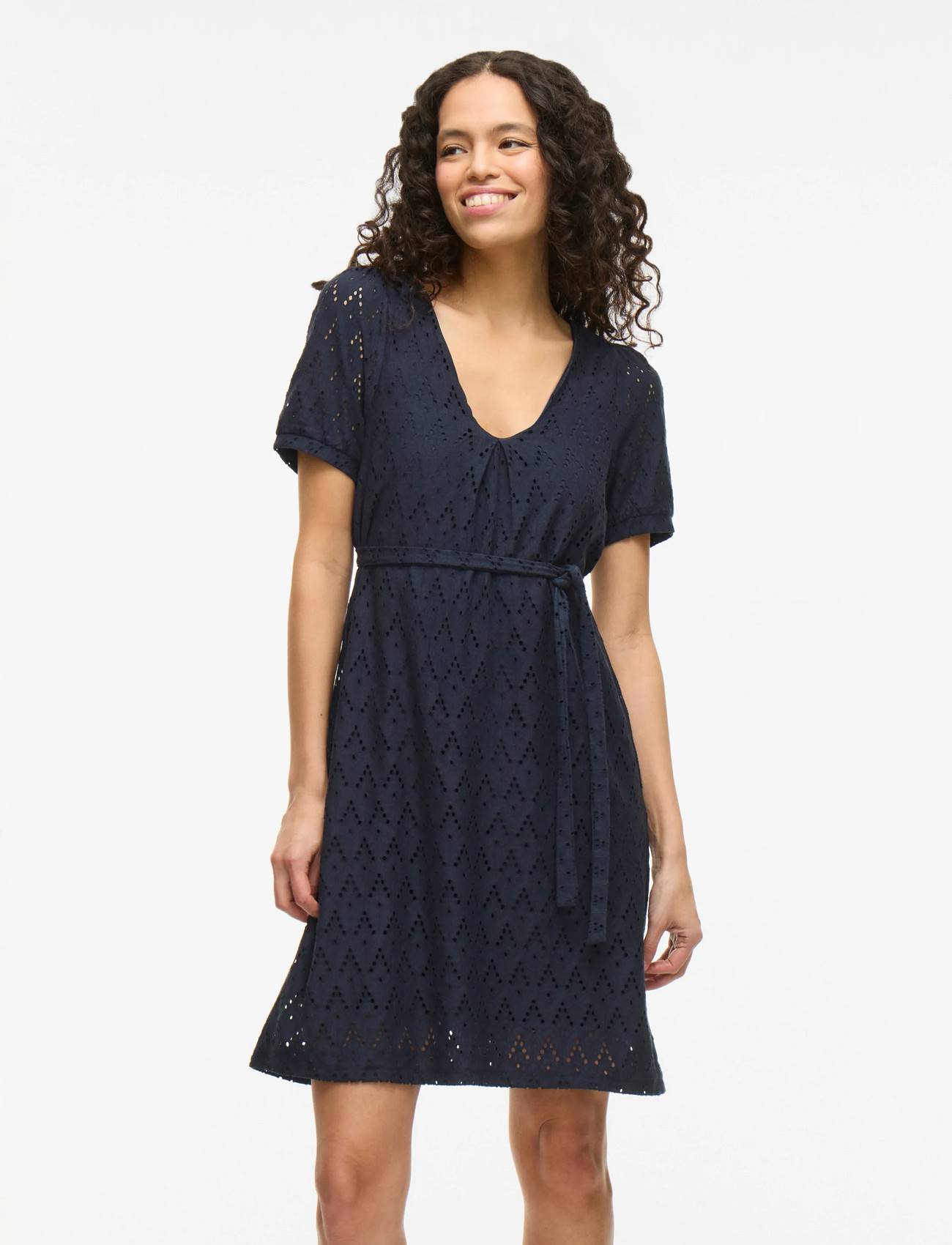Vila Viamalina V-Neck S/S Dress/Pb - Blue - XS 2