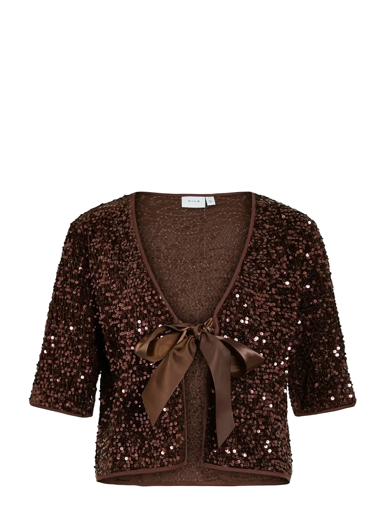 VILA Vibelieve S/S TIE SEQUINS TOP toppar & linnen dam – bild 5