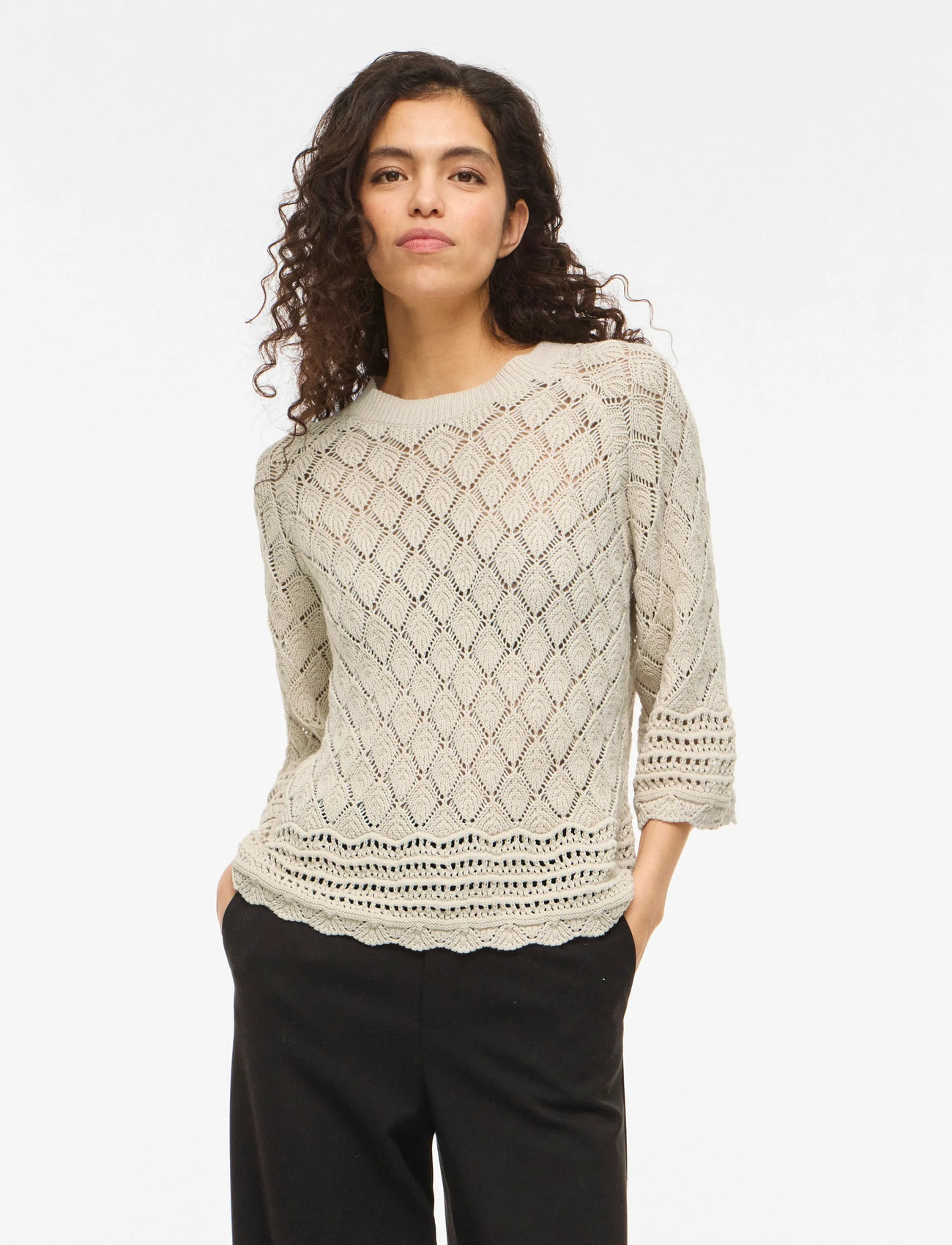 Vila Vievie O-Neck 3/4 Knit Top - - L 1