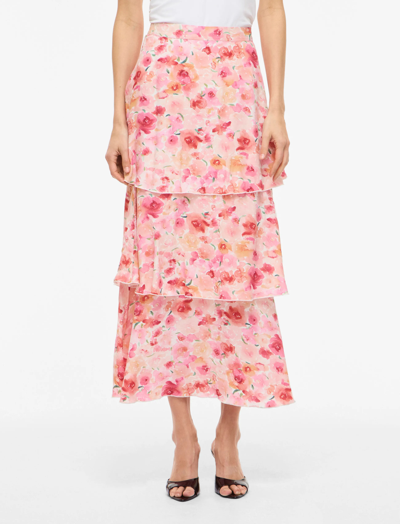 Vila Viastra Hw Flounce Ankel Skirt/Dc - Pink - 34