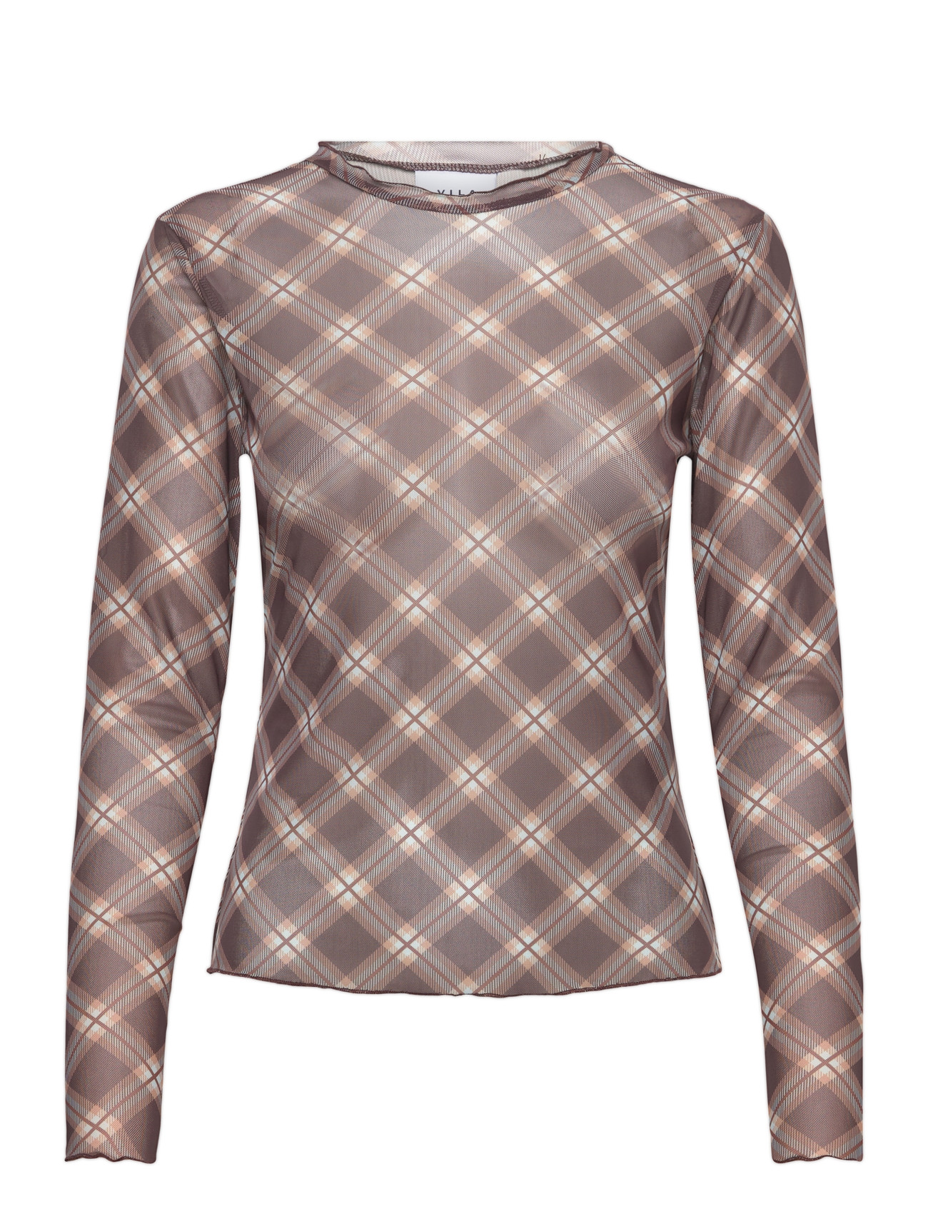 Vila Vininna New L/S Check Mesh Top - Brown - XS
