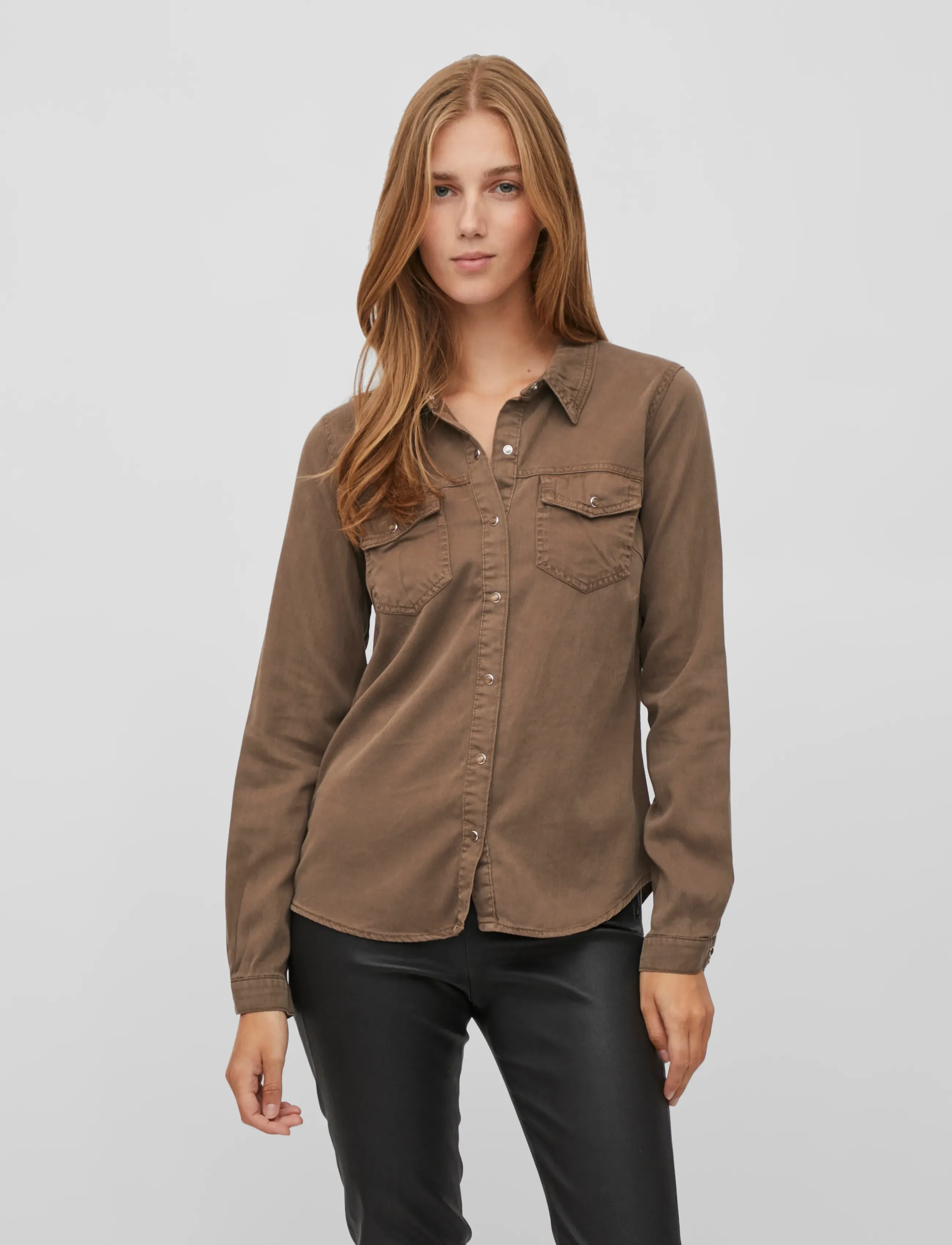 Vila VIBISTA DENIM SHIRT-NOOS - Särgid - CROCODILE / beige