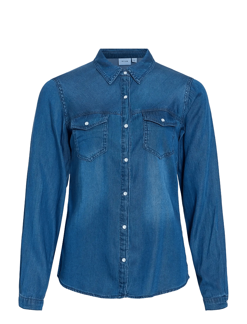 Vila - VIBISTA DENIM SHIRT-NOOS - denimskjorter - dark blue denim - 1